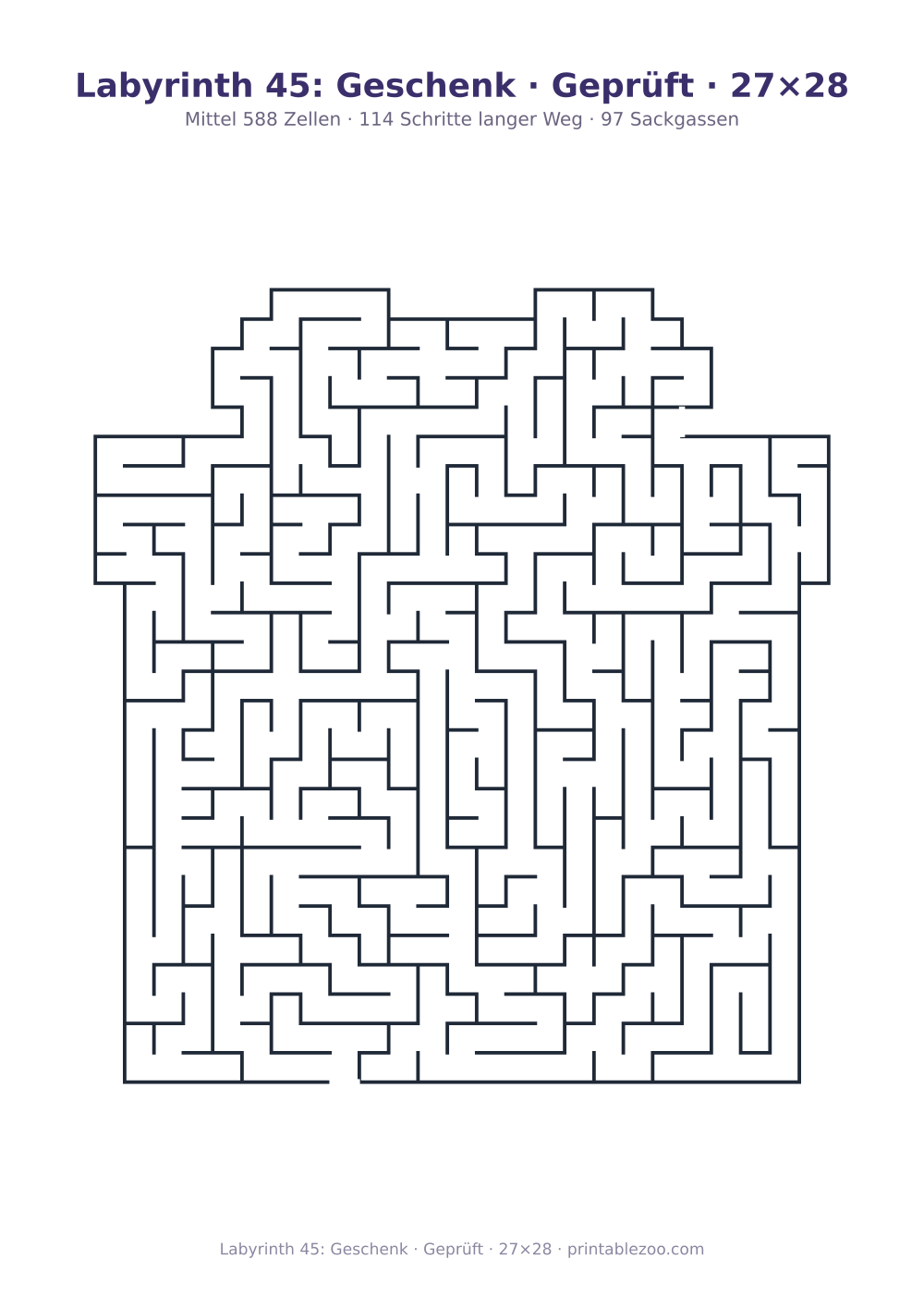 Labyrinth 45: Geschenk · Geprüft · 27×28 als druckfertige Vorschau, Katalognummer 164311 Rätsel Nr. 164311.
