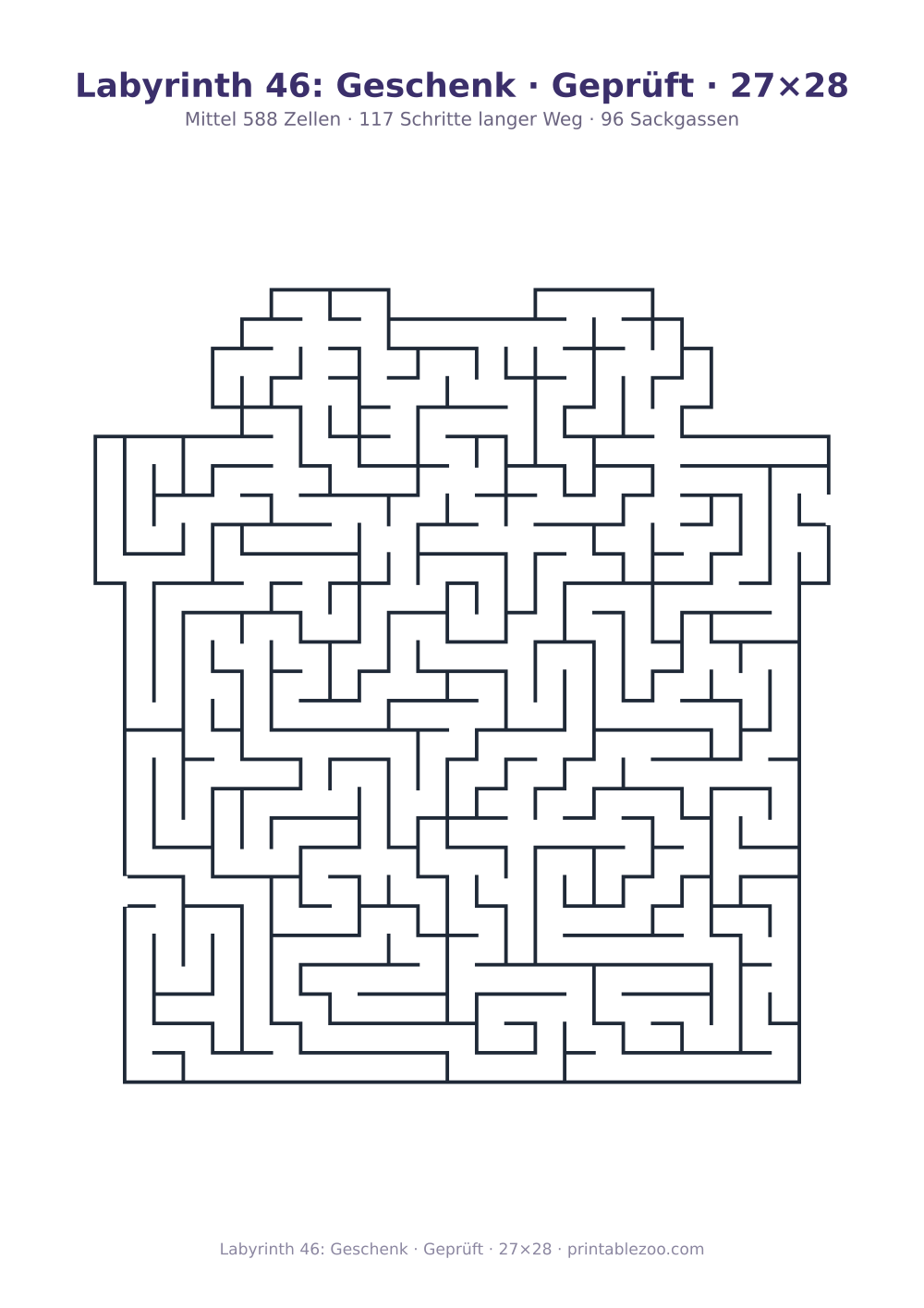 Labyrinth 46: Geschenk · Geprüft · 27×28 als druckfertige Vorschau, Katalognummer 164312 Rätsel Nr. 164312.