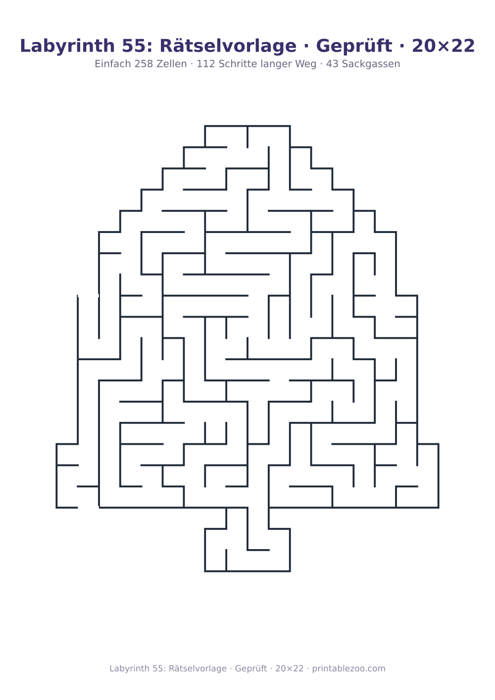Labyrinth 55: Rätselvorlage · Geprüft · 20×22 als druckfertige Vorschau, Katalognummer 164501 Rätsel Nr. 164501.