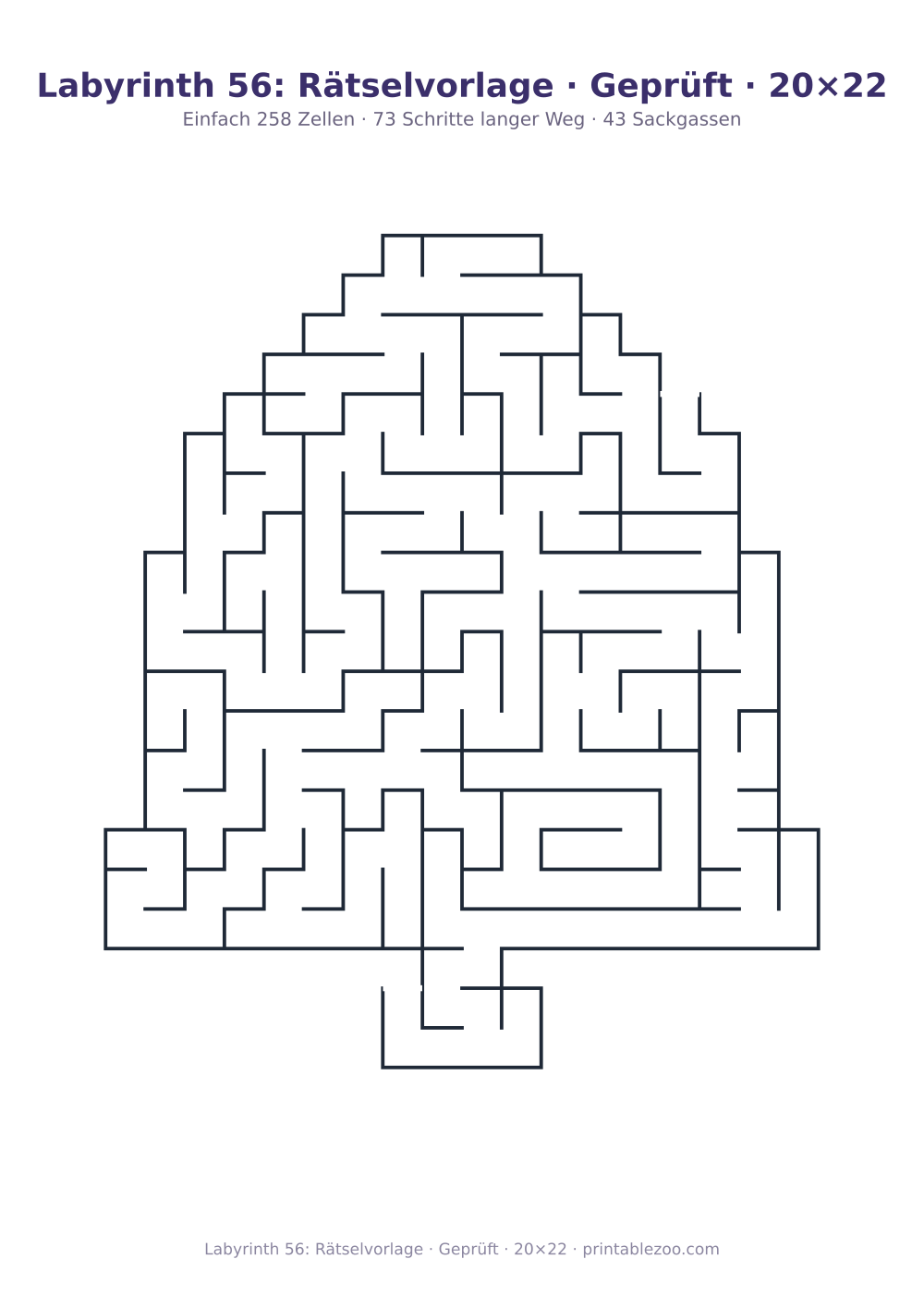 Labyrinth 56: Rätselvorlage · Geprüft · 20×22 als druckfertige Vorschau, Katalognummer 164502 Rätsel Nr. 164502.