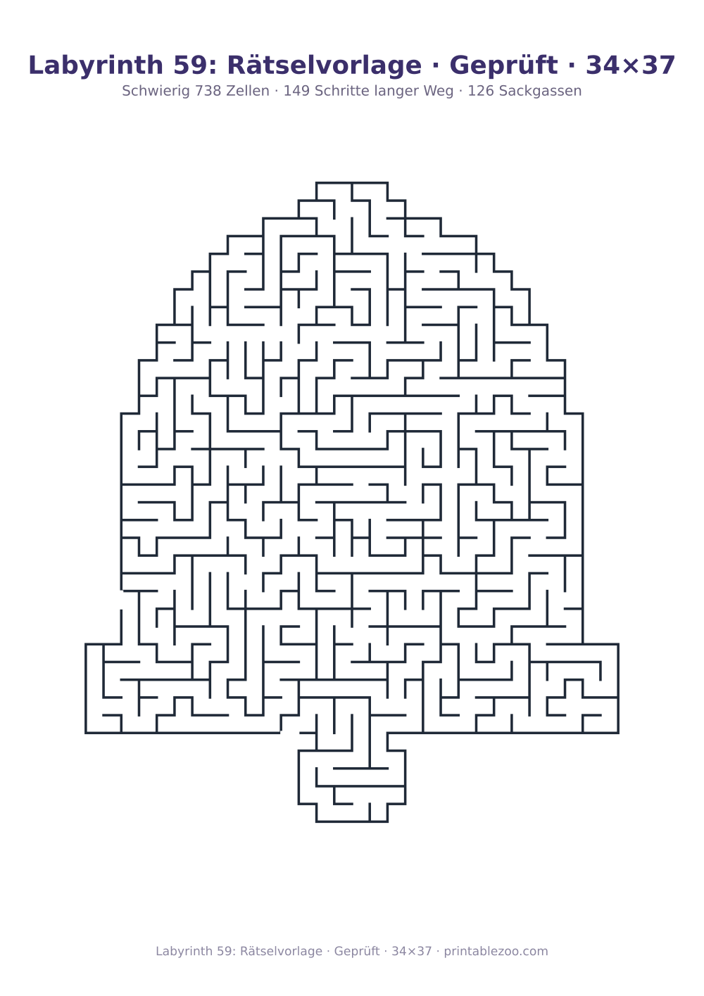 Labyrinth 59: Rätselvorlage · Geprüft · 34×37 als druckfertige Vorschau, Katalognummer 164521 Rätsel Nr. 164521.