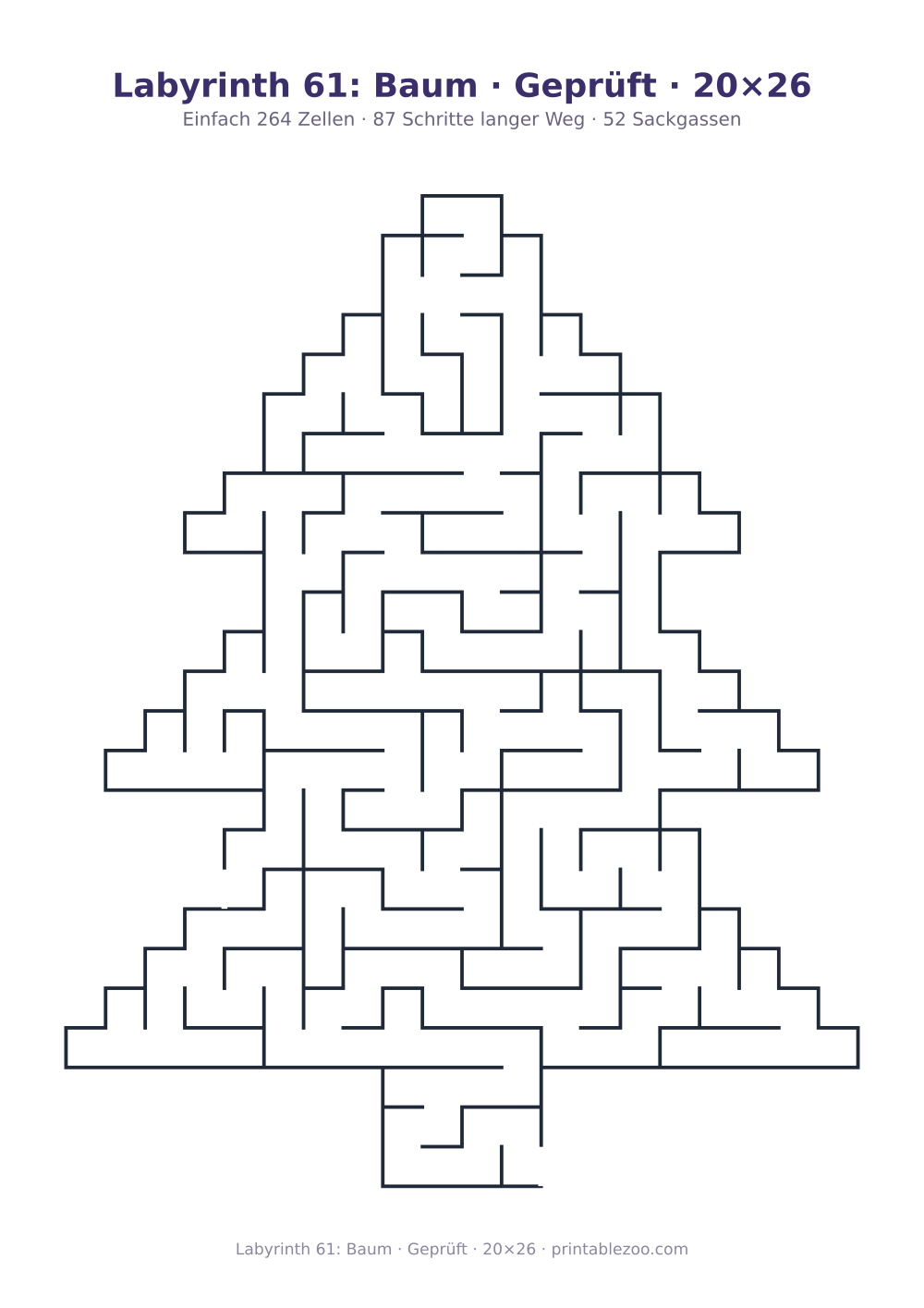 Labyrinth 61: Baum · Geprüft · 20×26 als druckfertige Vorschau, Katalognummer 164601 Rätsel Nr. 164601.