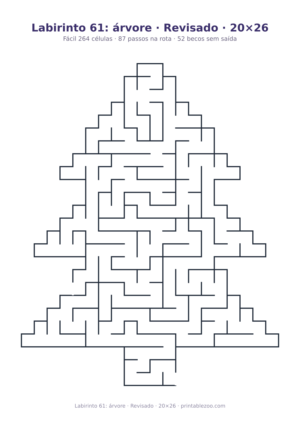 Prévia pronta para imprimir: Labirinto 61: árvore · Revisado · 20×26, catálogo nº 164601 Passatempo nº 164601.