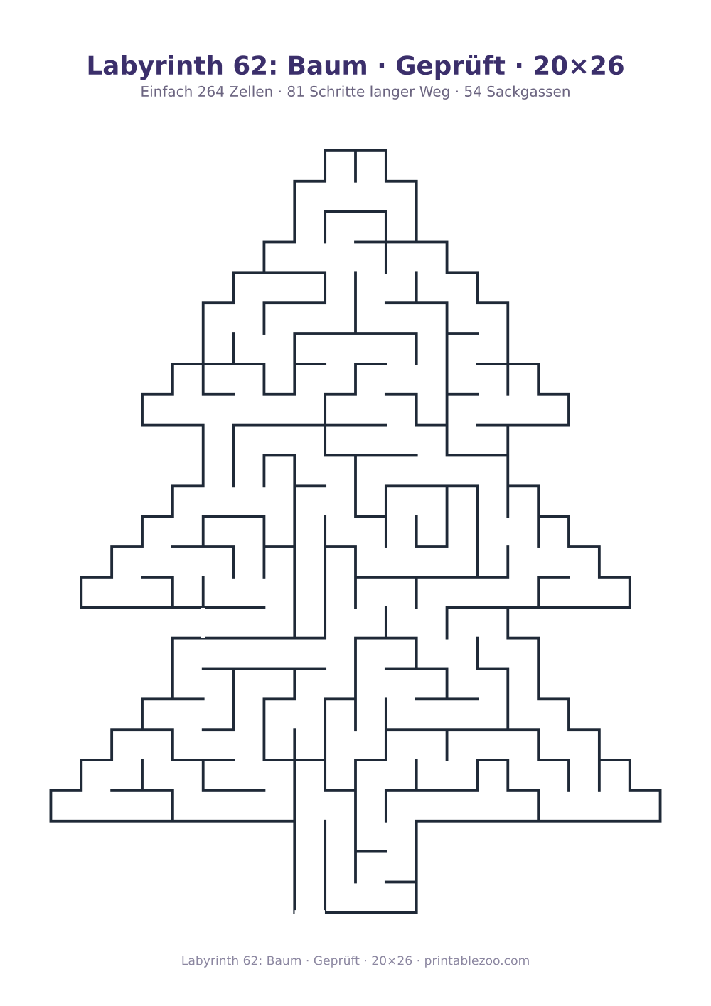 Labyrinth 62: Baum · Geprüft · 20×26 als druckfertige Vorschau, Katalognummer 164602 Rätsel Nr. 164602.