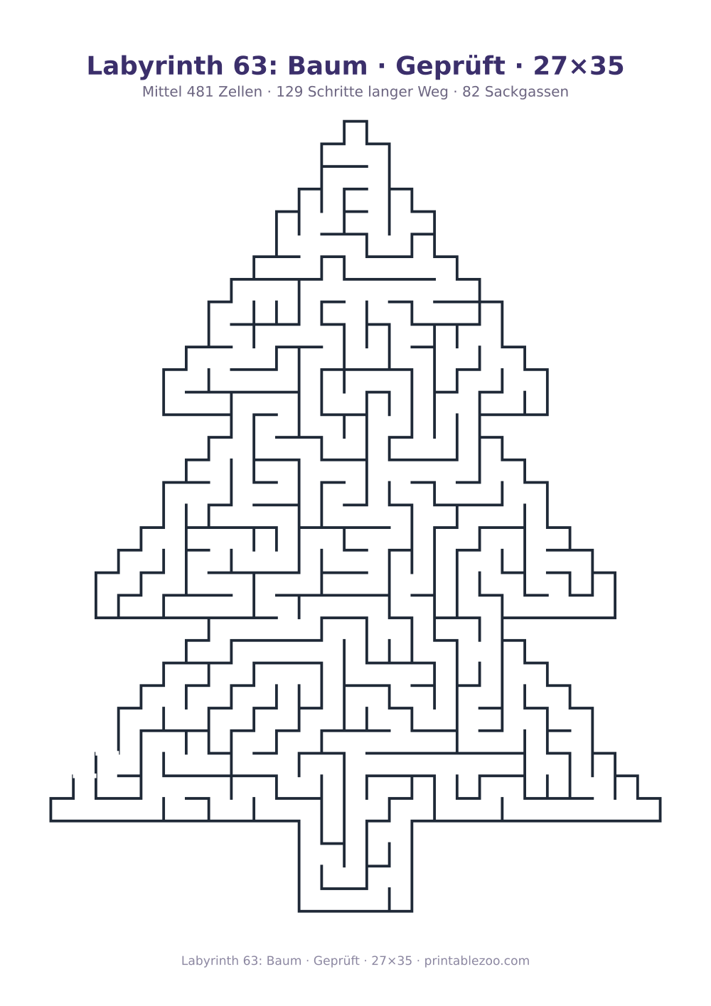 Labyrinth 63: Baum · Geprüft · 27×35 als druckfertige Vorschau, Katalognummer 164611 Rätsel Nr. 164611.