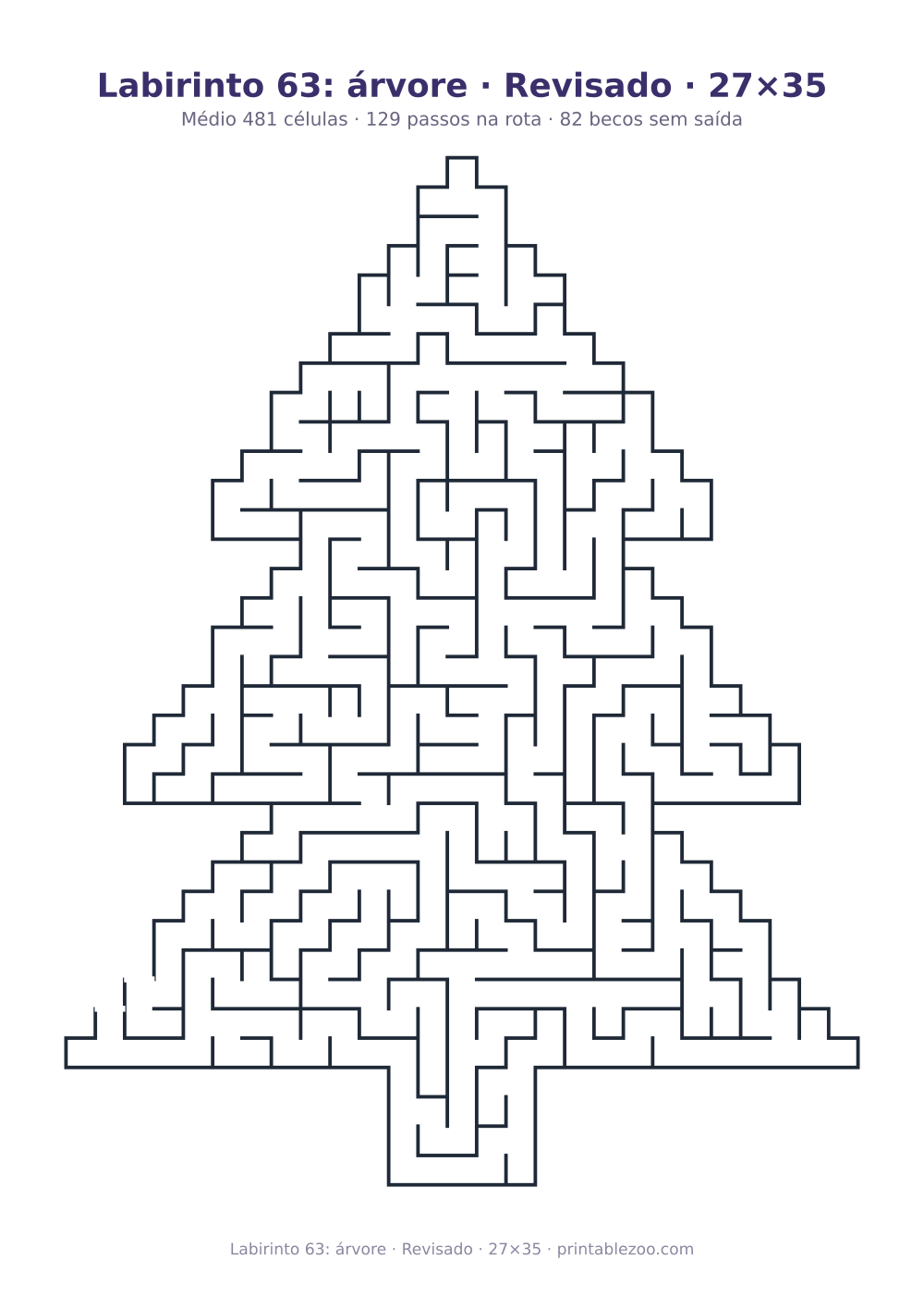 Prévia pronta para imprimir: Labirinto 63: árvore · Revisado · 27×35, catálogo nº 164611 Passatempo nº 164611.