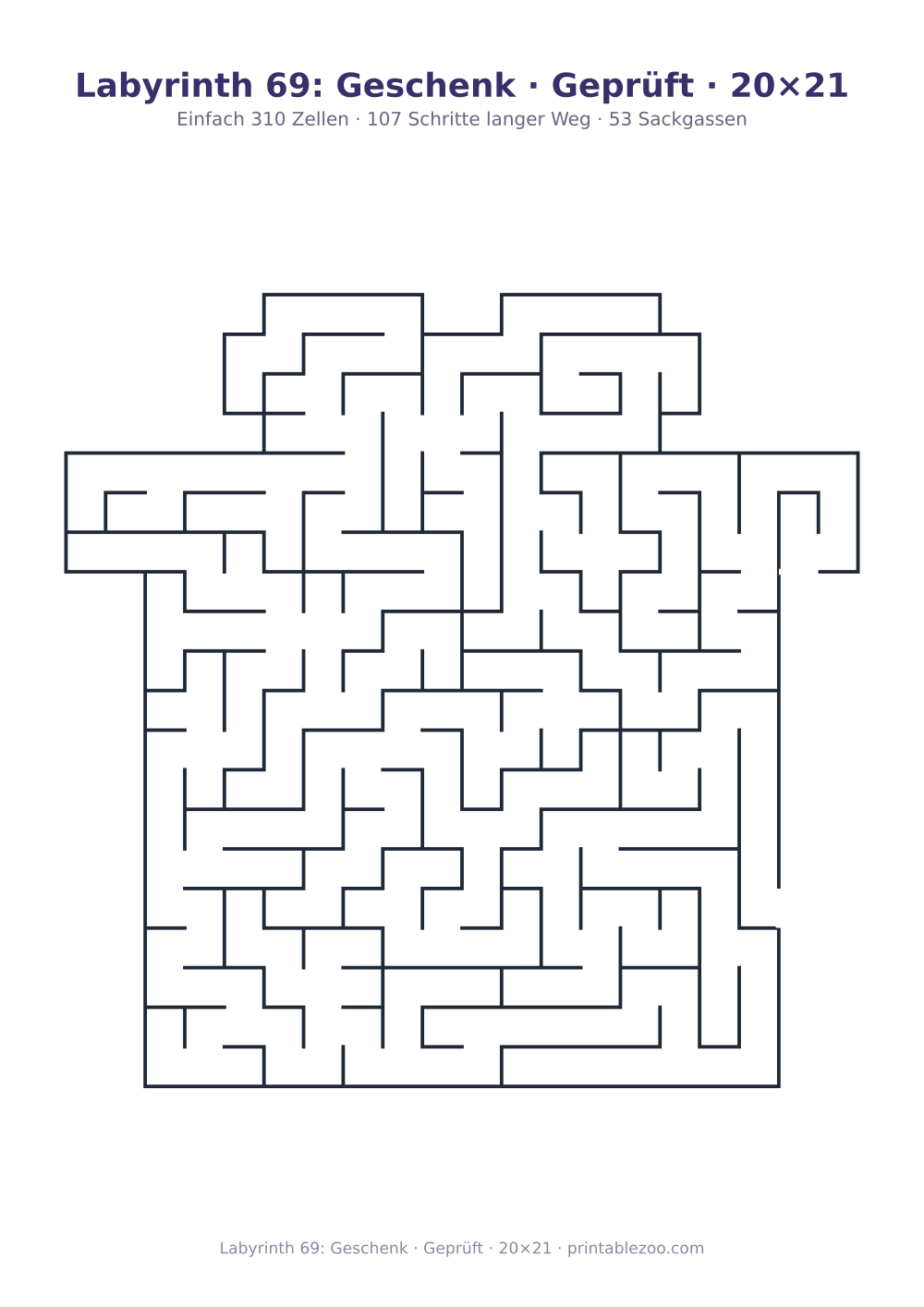 Labyrinth 69: Geschenk · Geprüft · 20×21 als druckfertige Vorschau, Katalognummer 164661 Rätsel Nr. 164661.