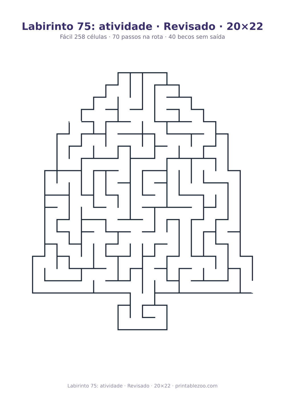 Prévia pronta para imprimir: Labirinto 75: atividade · Revisado · 20×22, catálogo nº 164721 Passatempo nº 164721.