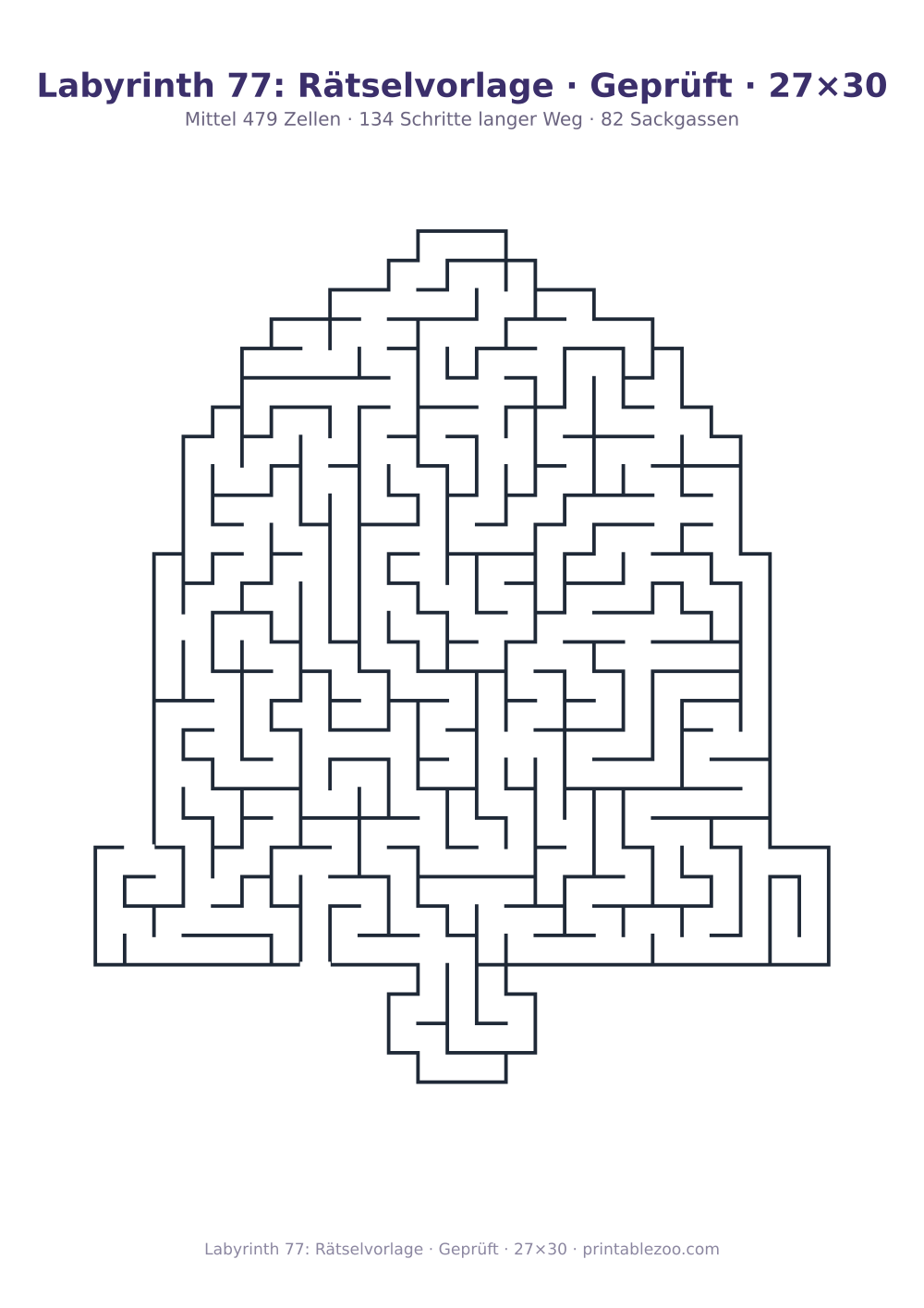 Labyrinth 77: Rätselvorlage · Geprüft · 27×30 als druckfertige Vorschau, Katalognummer 164731 Rätsel Nr. 164731.