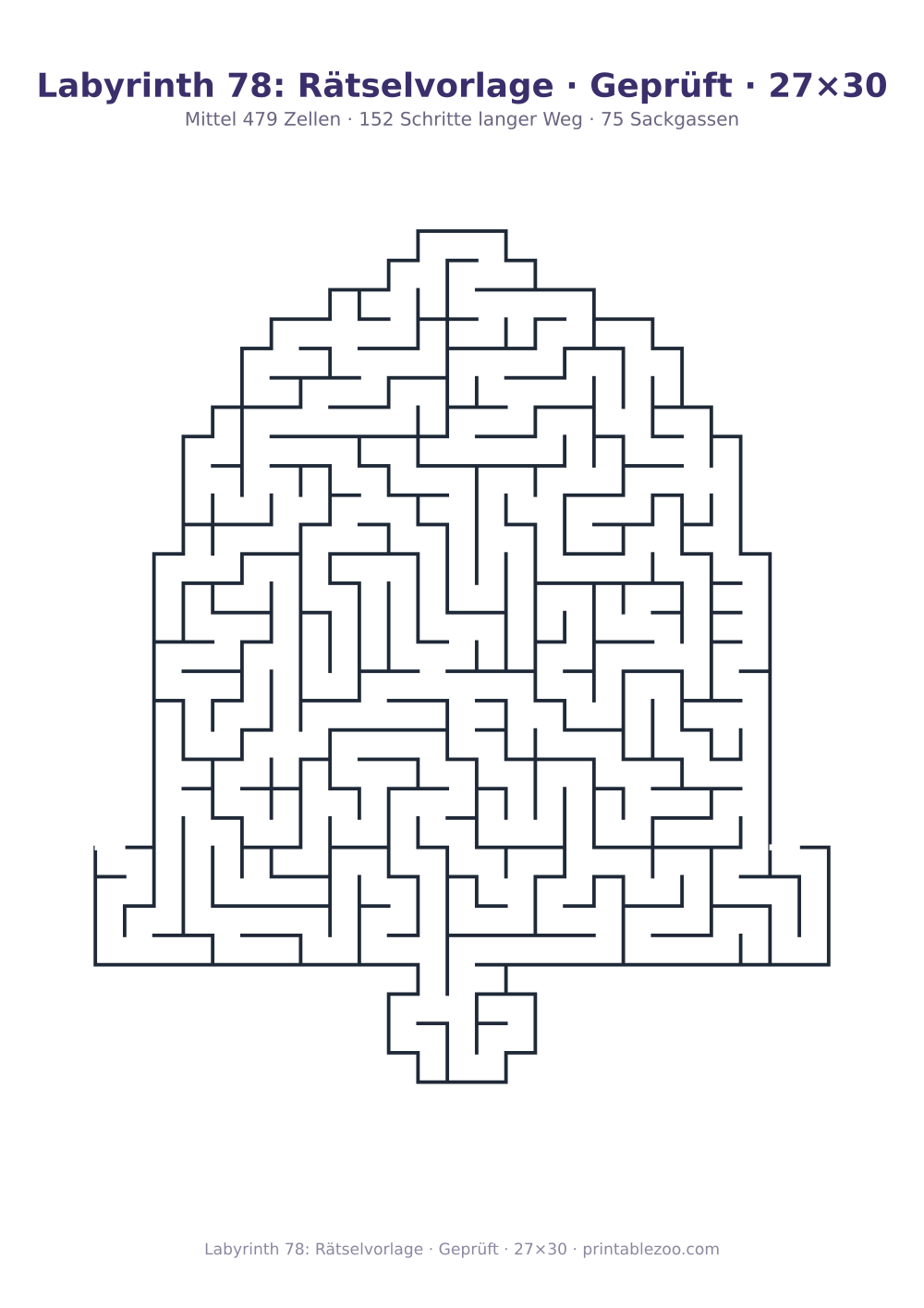 Labyrinth 78: Rätselvorlage · Geprüft · 27×30 als druckfertige Vorschau, Katalognummer 164732 Rätsel Nr. 164732.