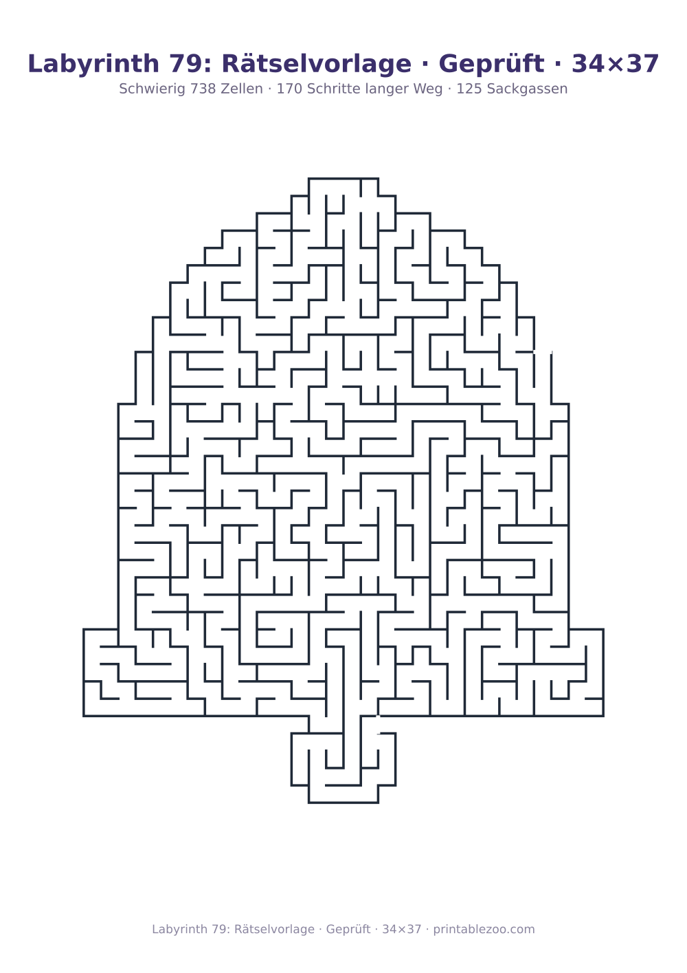 Labyrinth 79: Rätselvorlage · Geprüft · 34×37 als druckfertige Vorschau, Katalognummer 164741 Rätsel Nr. 164741.