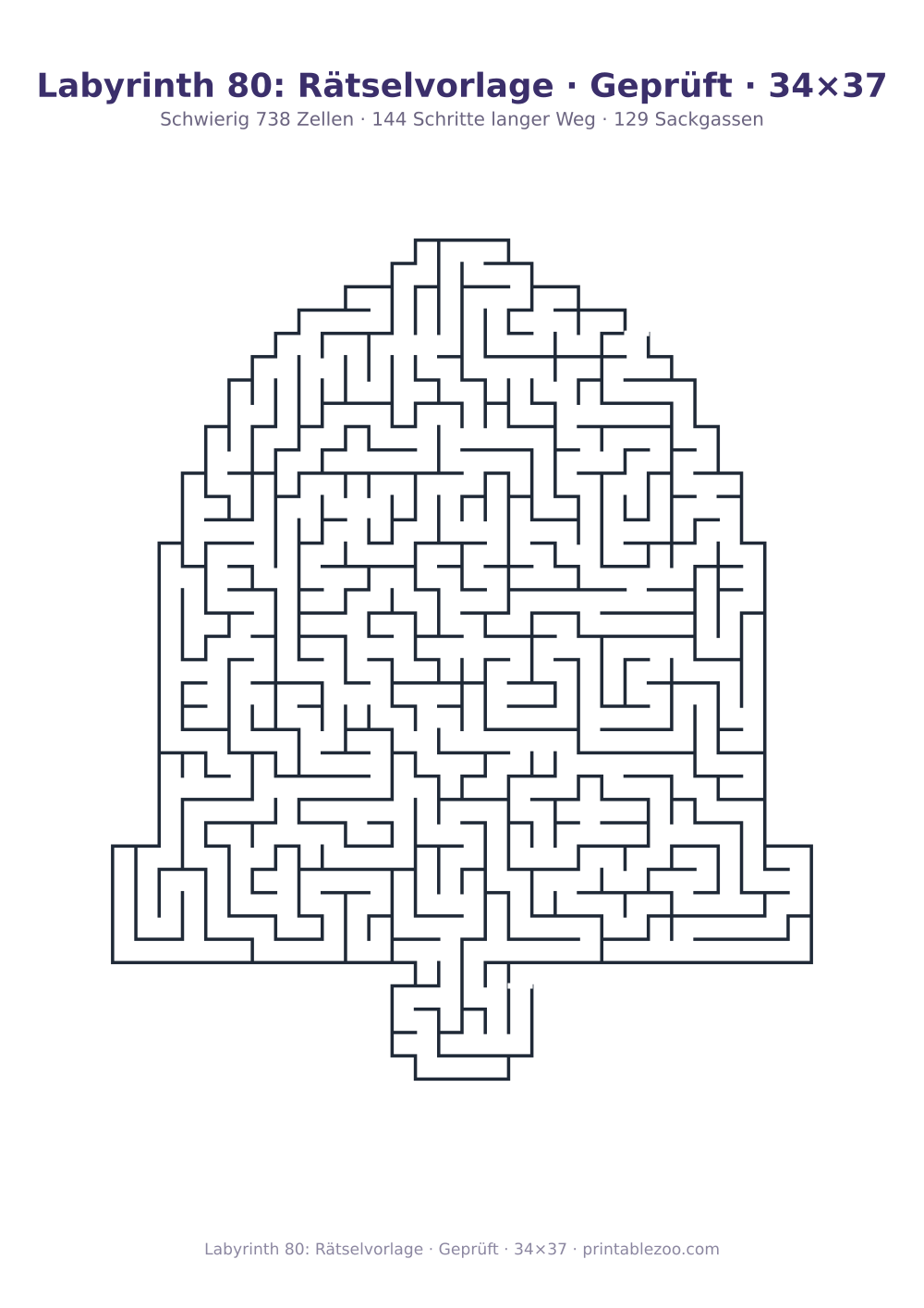 Labyrinth 80: Rätselvorlage · Geprüft · 34×37 als druckfertige Vorschau, Katalognummer 164742 Rätsel Nr. 164742.