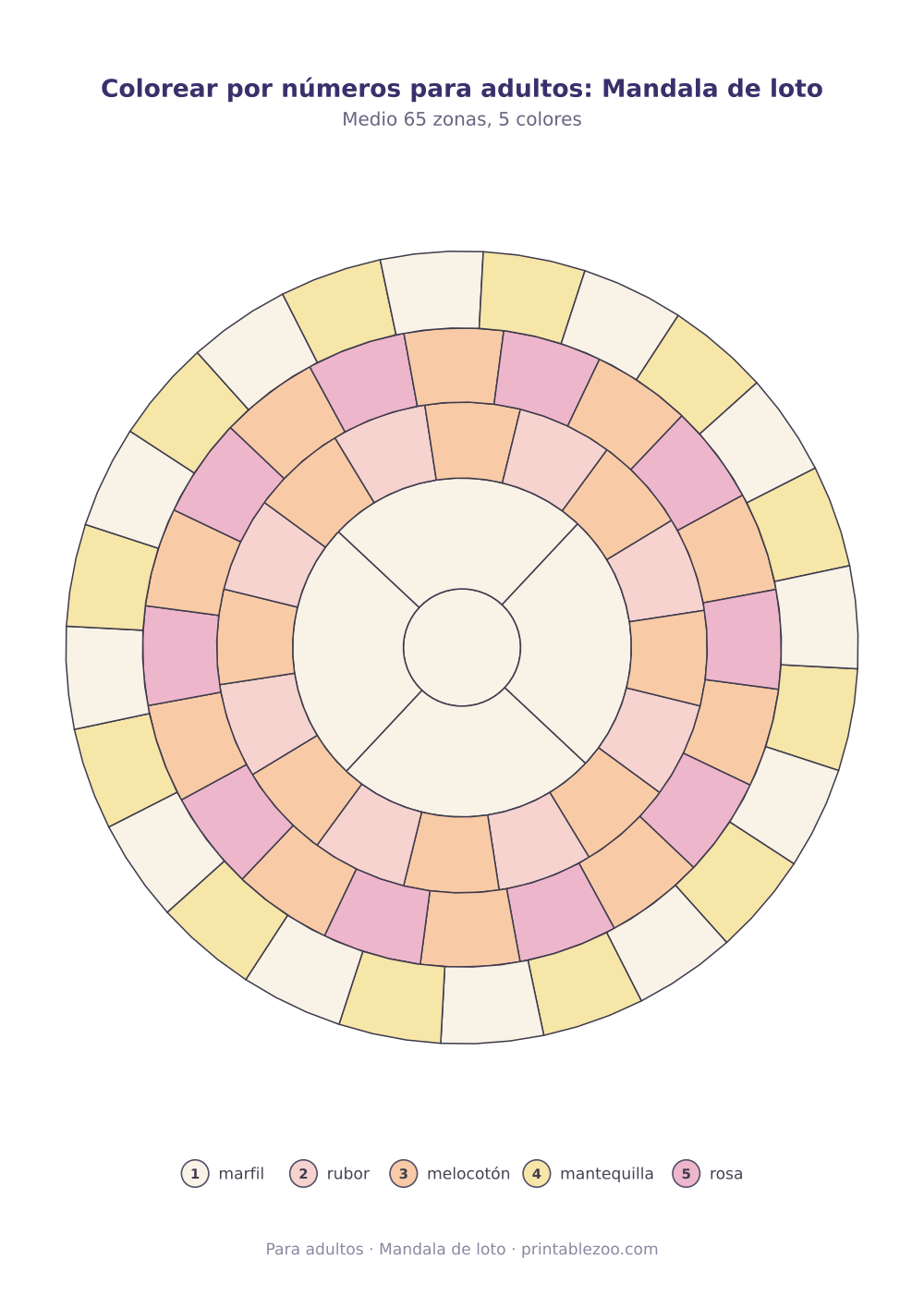 Colorear por números para adultos: Mandala de loto