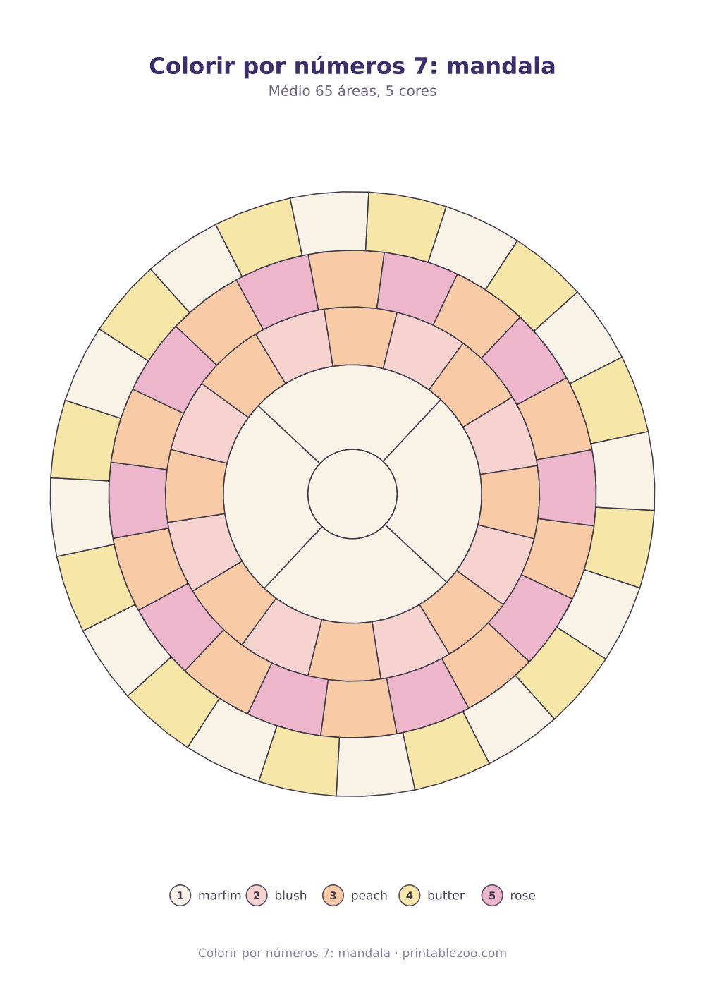 Prévia pronta para imprimir: Colorir por números 7: mandala, catálogo nº 810107