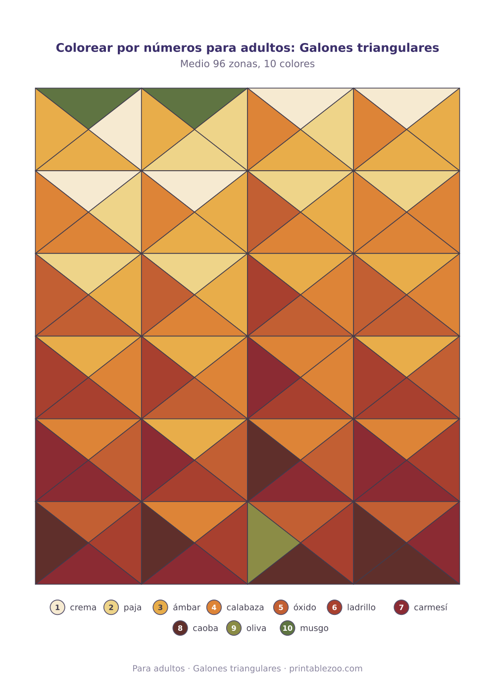 Colorear por números para adultos: Galones triangulares