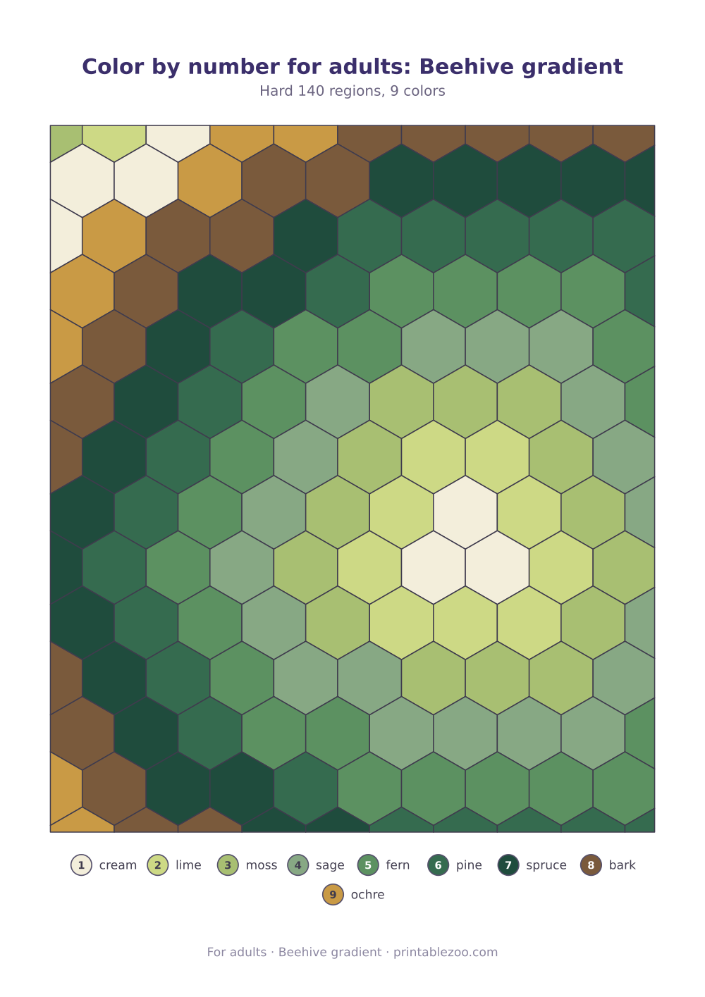 Color by number for adults: Beehive gradient