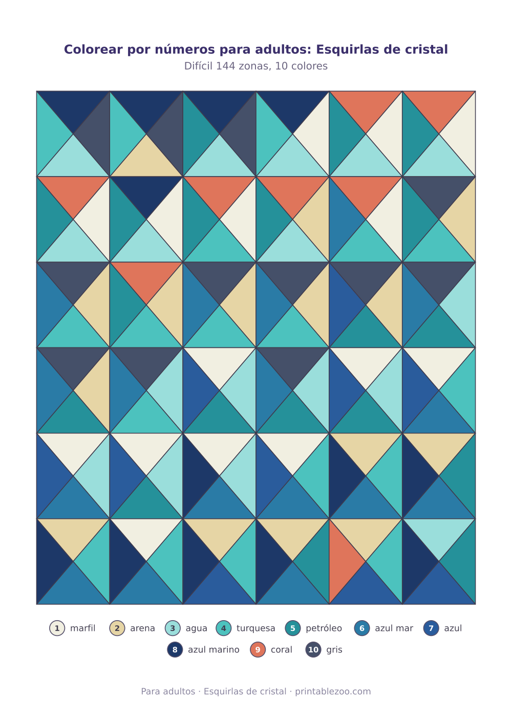 Colorear por números para adultos: Esquirlas de cristal