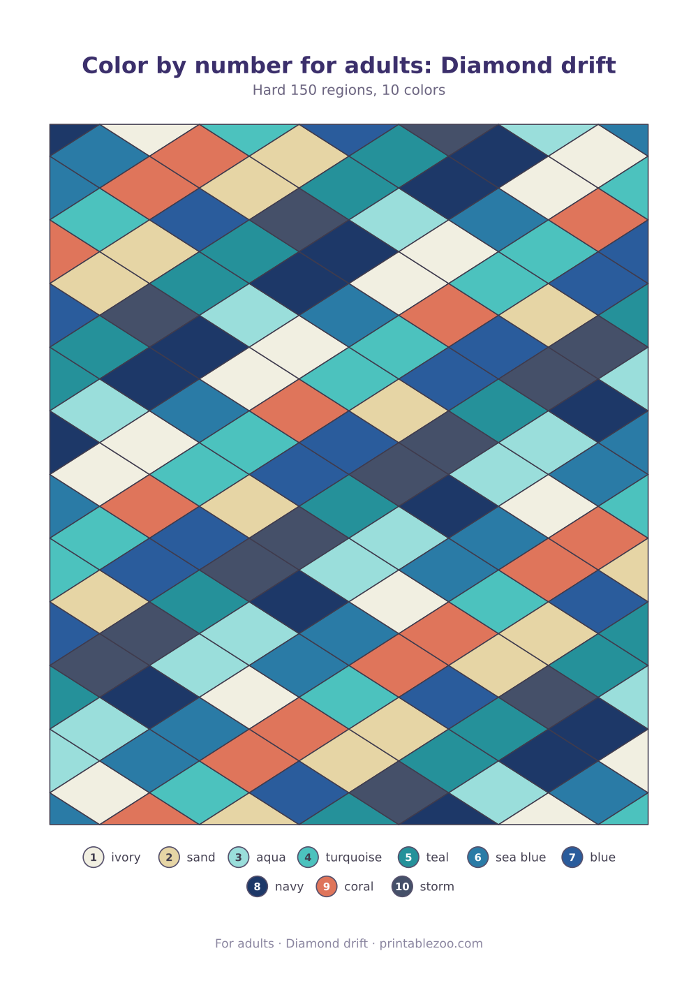 Color by number for adults: Diamond drift