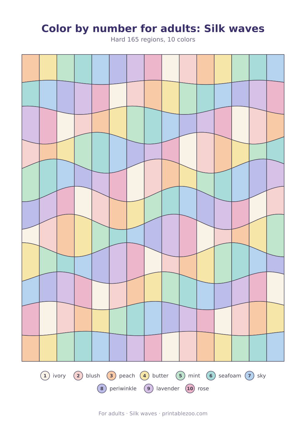 Color by number for adults: Silk waves