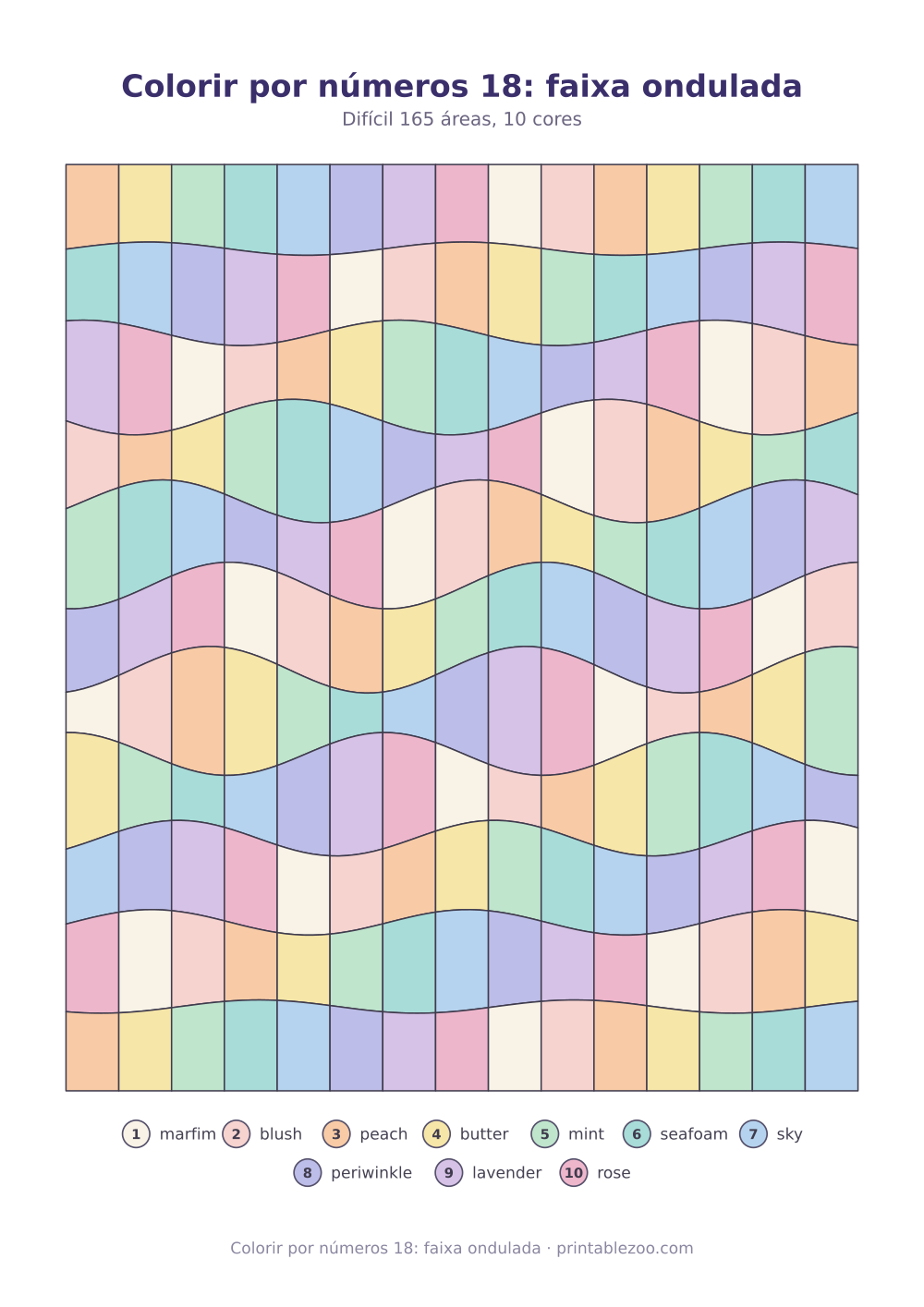 Prévia pronta para imprimir: Colorir por números 18: faixa ondulada, catálogo nº 810118
