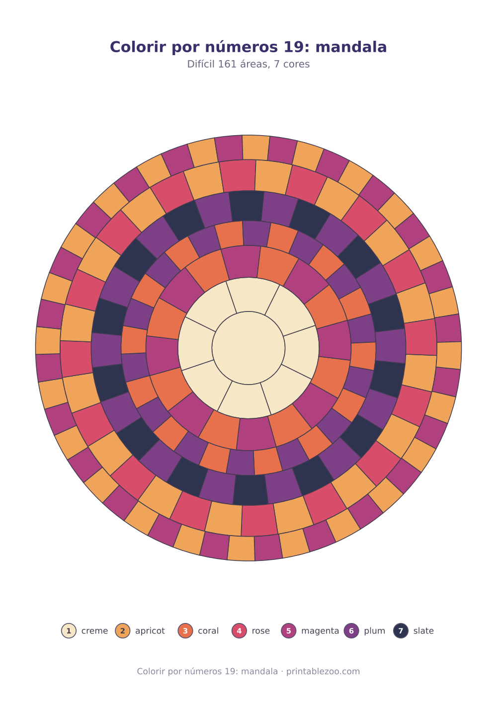 Prévia pronta para imprimir: Colorir por números 19: mandala, catálogo nº 810119