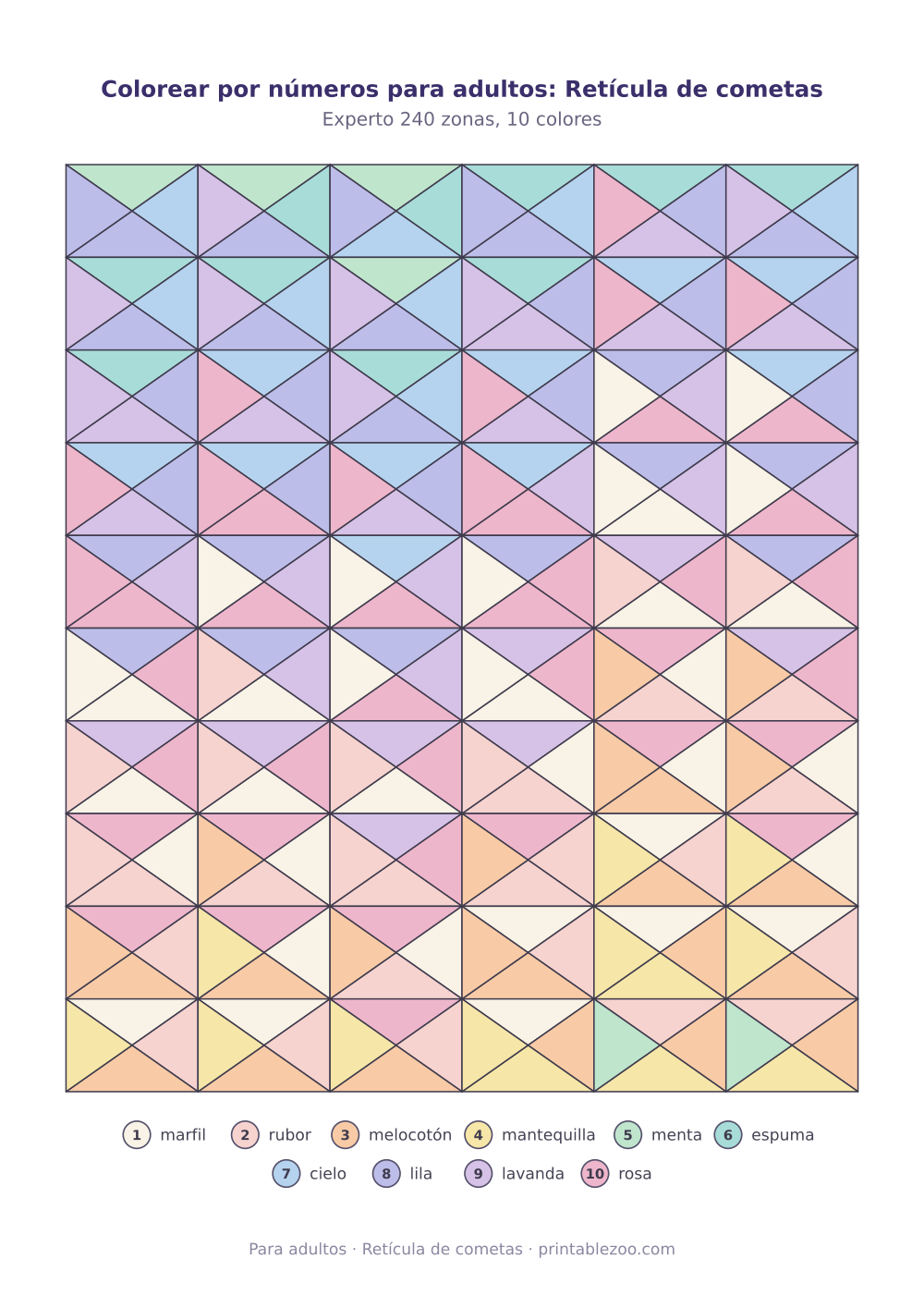Colorear por números para adultos: Retícula de cometas