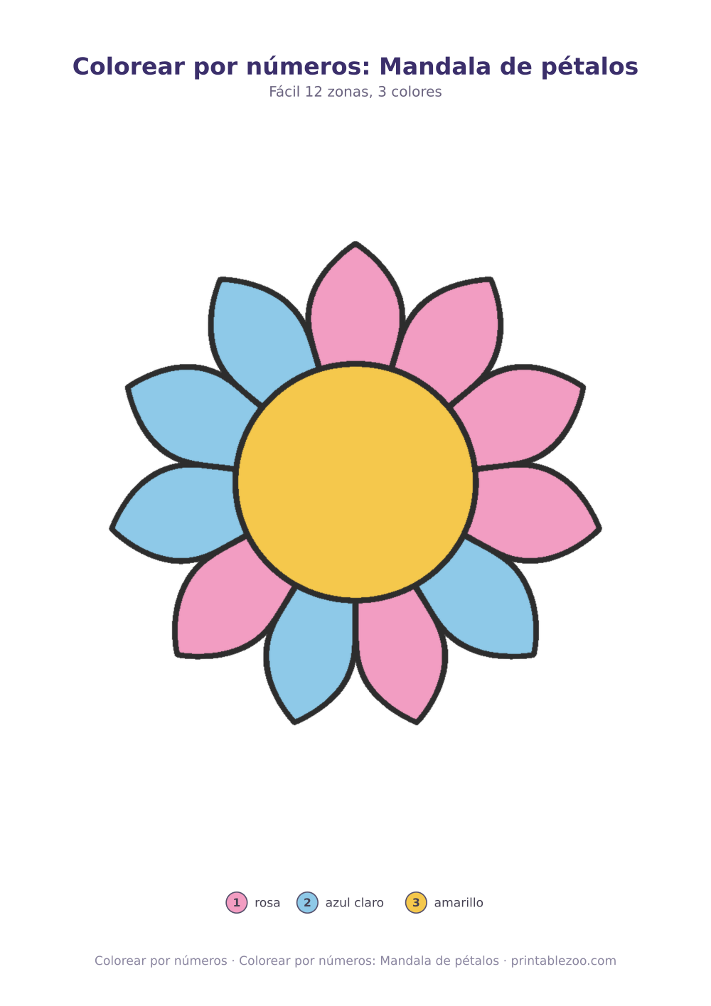 Colorear por números: Mandala de pétalos