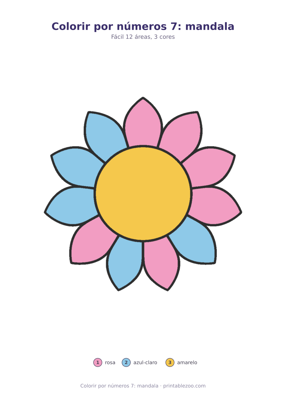 Prévia pronta para imprimir: Colorir por números 7: mandala, catálogo nº 800107