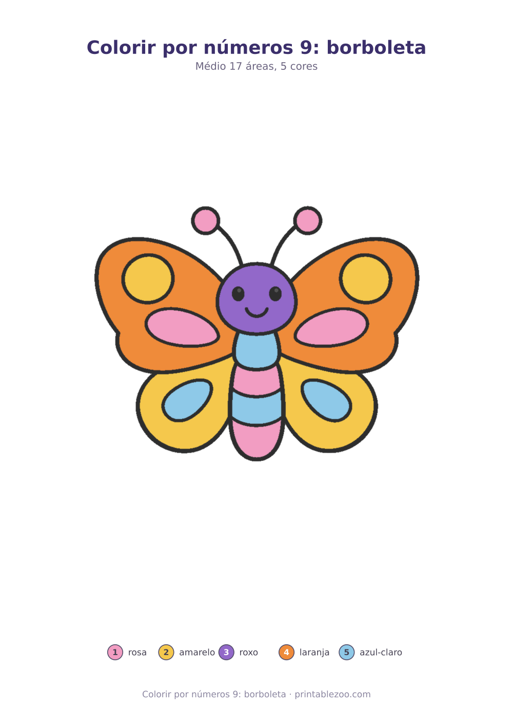 Prévia pronta para imprimir: Colorir por números 9: borboleta, catálogo nº 800109