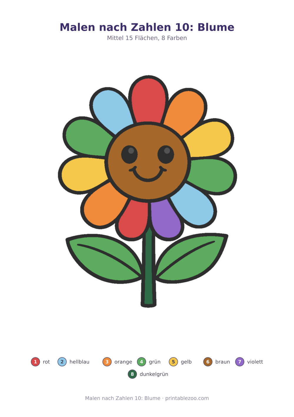 Malen nach Zahlen 10: Blume als druckfertige Vorschau, Katalognummer 800110