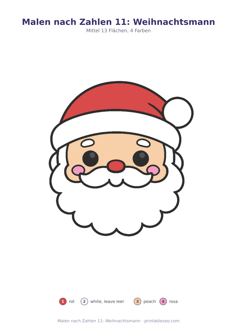 Malen nach Zahlen 11: Weihnachtsmann als druckfertige Vorschau, Katalognummer 800111