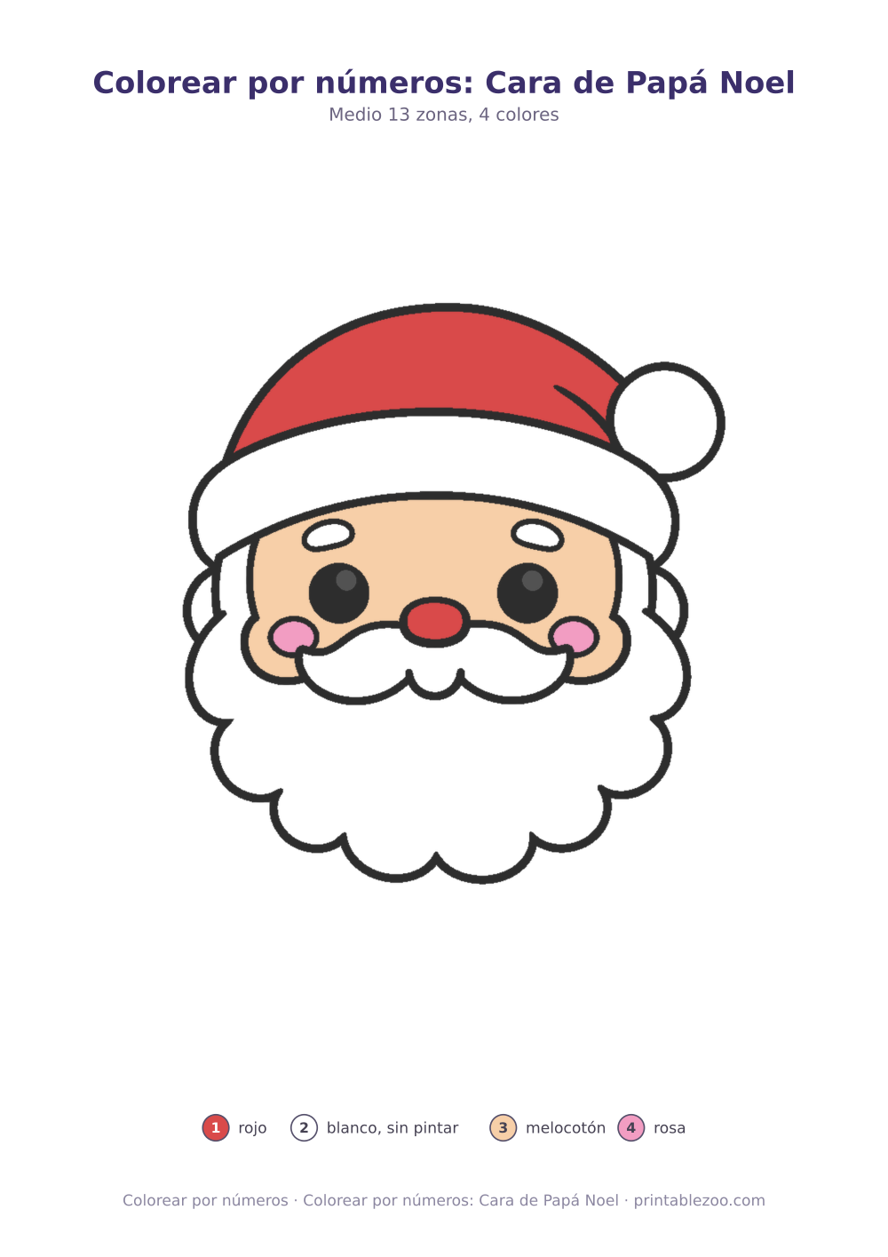 Colorear por números: Cara de Papá Noel