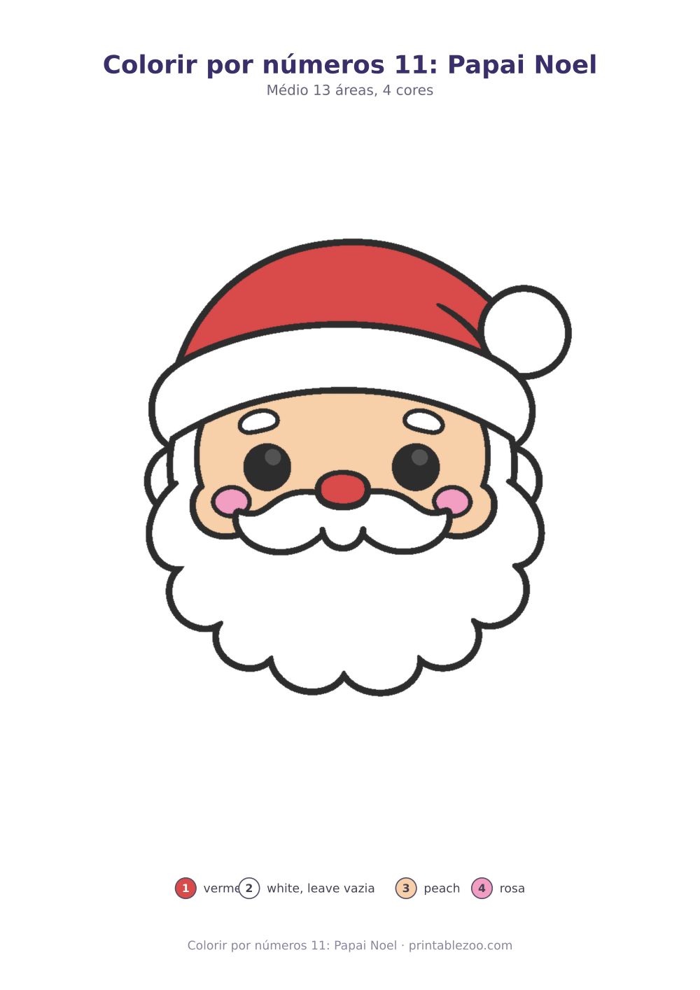 Prévia pronta para imprimir: Colorir por números 11: Papai Noel, catálogo nº 800111