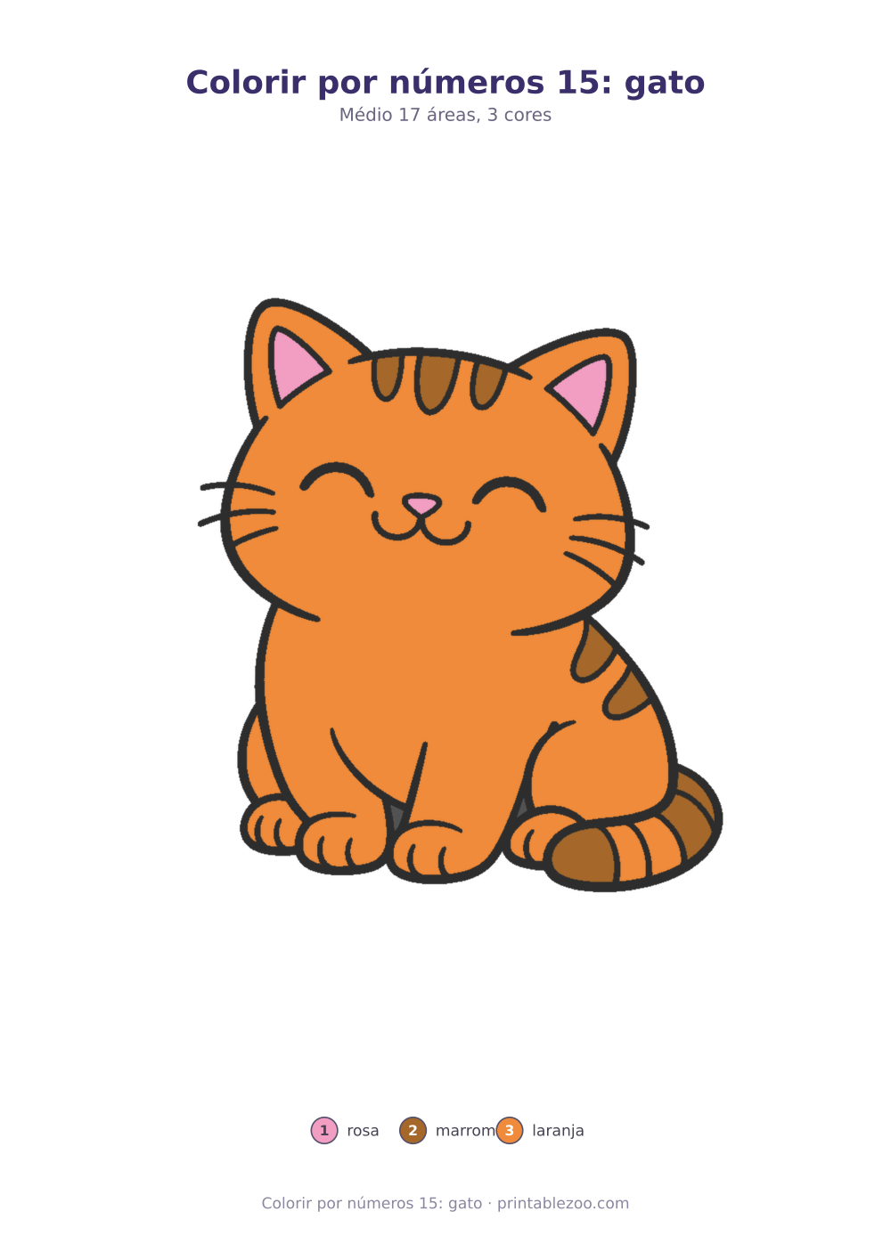 Prévia pronta para imprimir: Colorir por números 15: gato, catálogo nº 800115