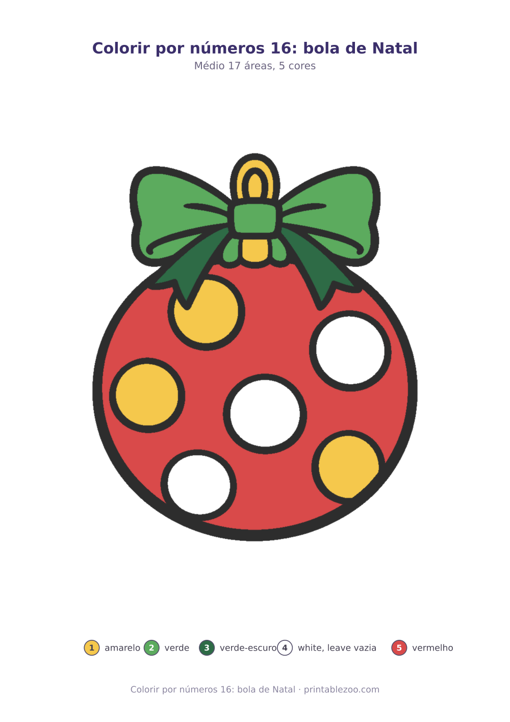 Prévia pronta para imprimir: Colorir por números 16: bola de Natal, catálogo nº 800116