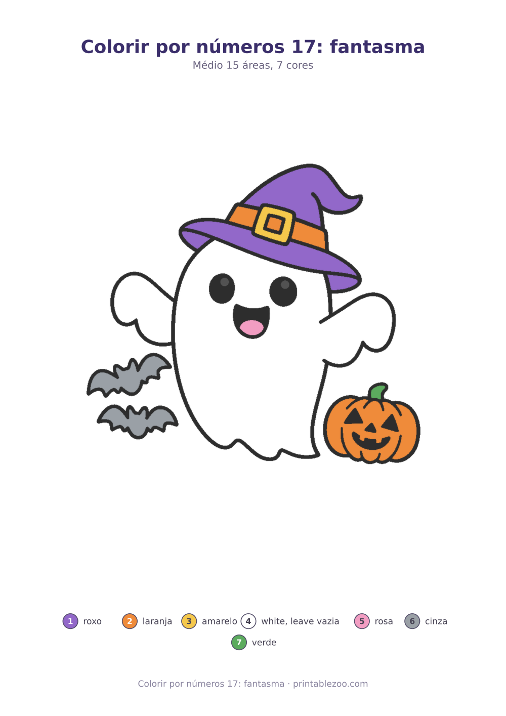 Prévia pronta para imprimir: Colorir por números 17: fantasma, catálogo nº 800117
