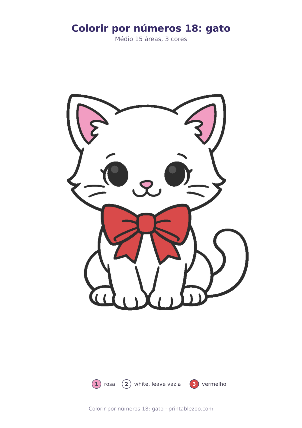 Prévia pronta para imprimir: Colorir por números 18: gato, catálogo nº 800118