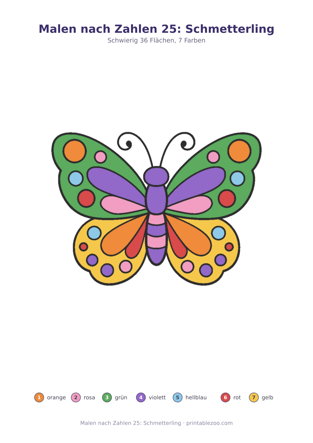 Malen nach Zahlen 25: Schmetterling als druckfertige Vorschau, Katalognummer 800125