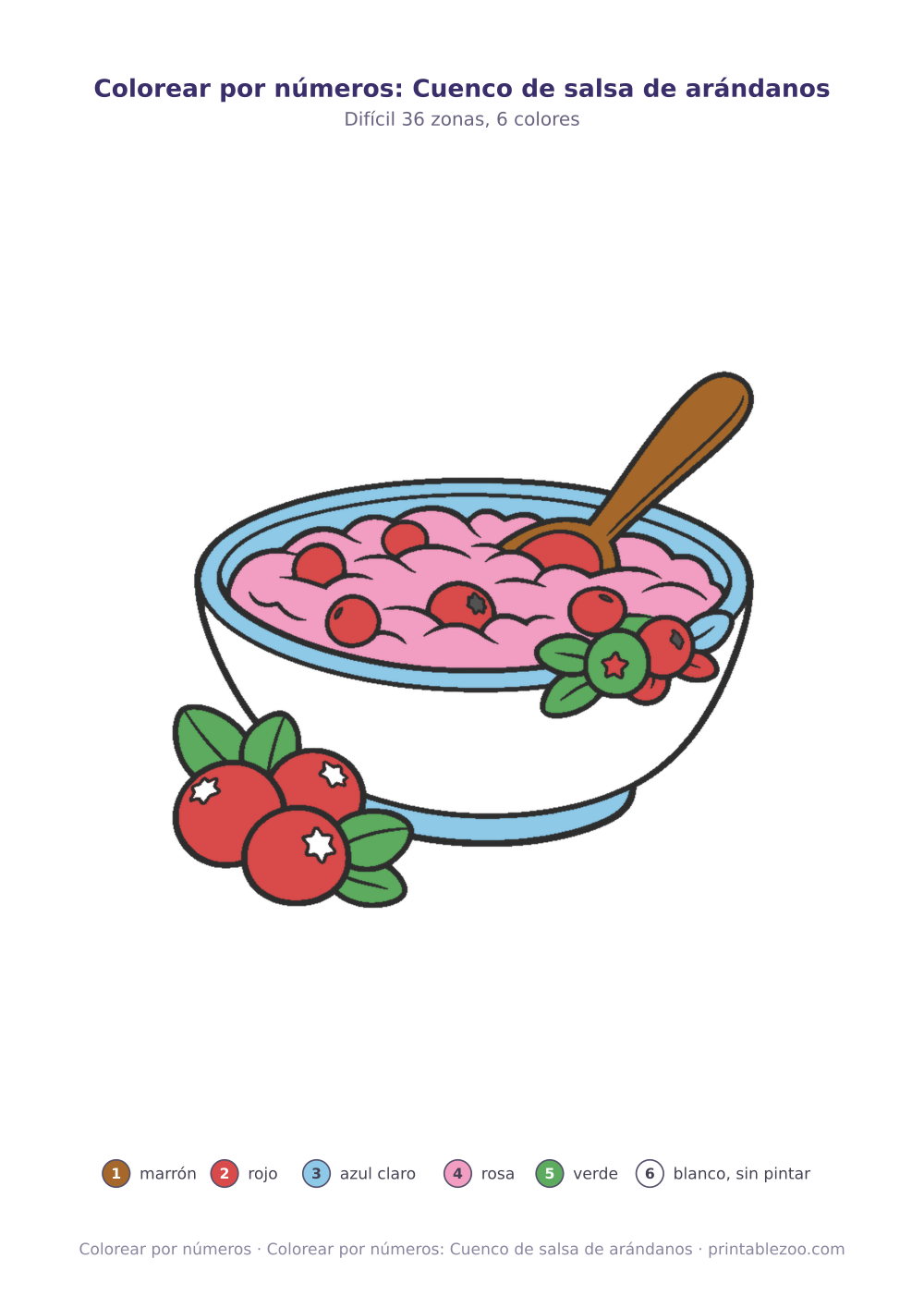 Colorear por números: Cuenco de salsa de arándanos