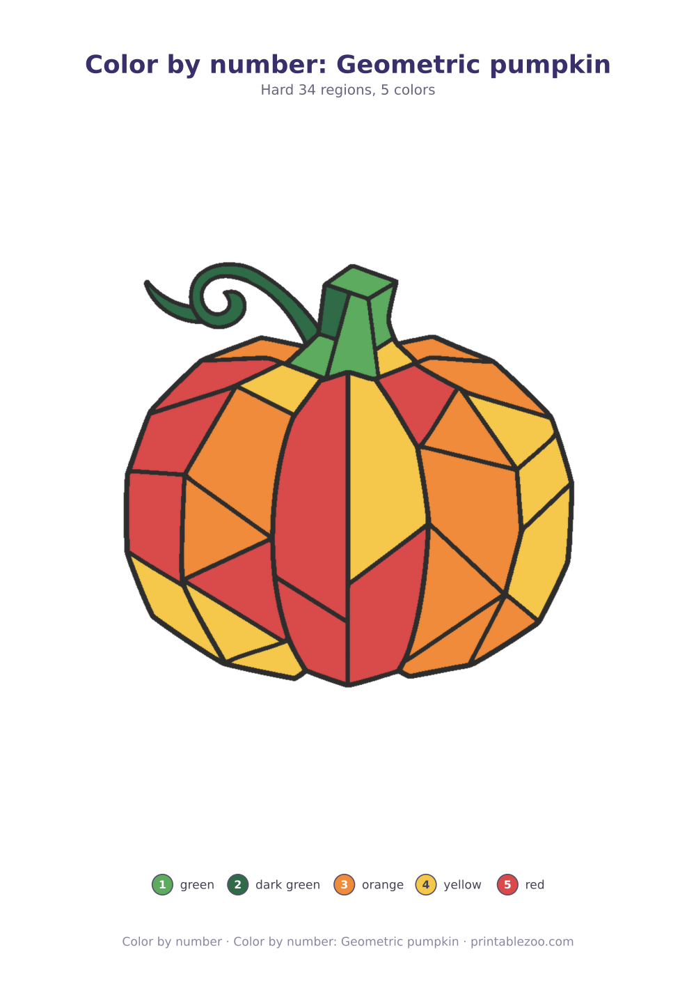 Color by number: Geometric pumpkin