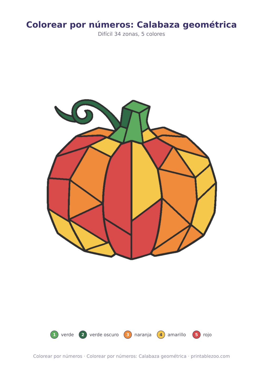 Colorear por números: Calabaza geométrica