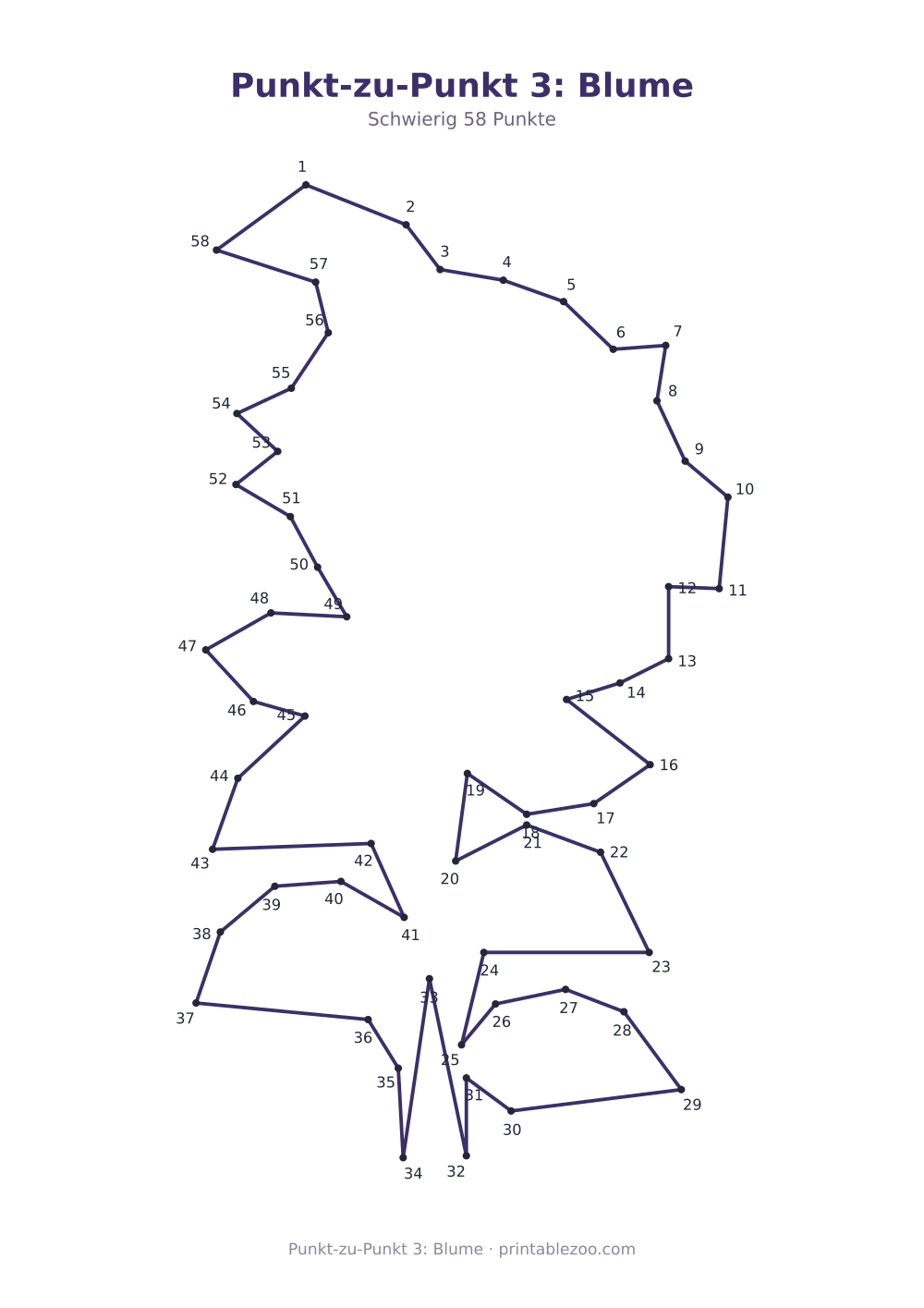 Punkt-zu-Punkt 3: Blume als druckfertige Vorschau, Katalognummer 270103 Rätsel Nr. 270103.