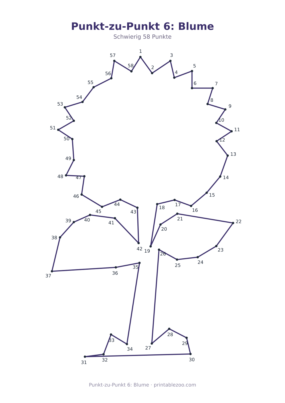 Punkt-zu-Punkt 6: Blume als druckfertige Vorschau, Katalognummer 270106 Rätsel Nr. 270106.