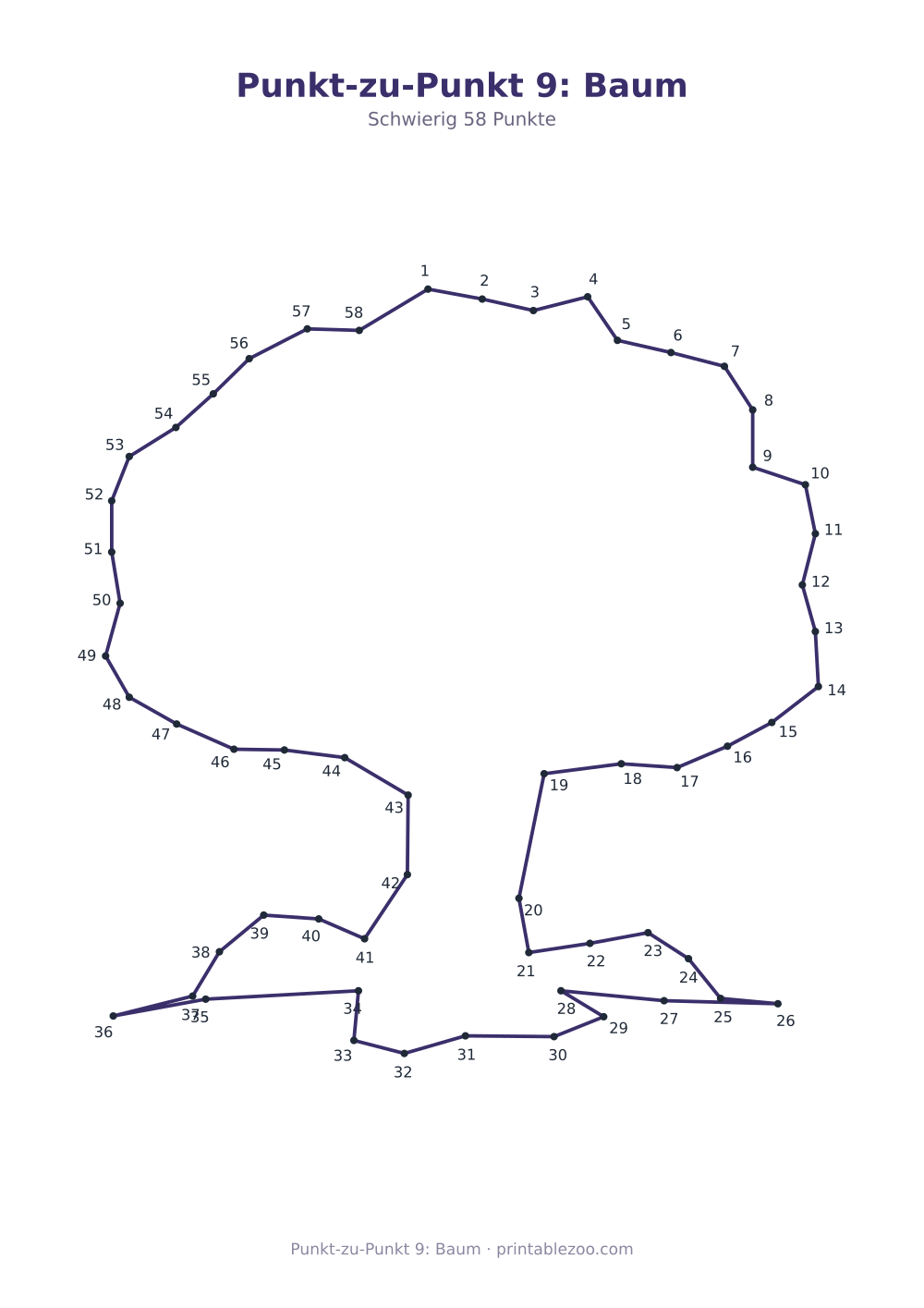 Punkt-zu-Punkt 9: Baum als druckfertige Vorschau, Katalognummer 270203 Rätsel Nr. 270203.