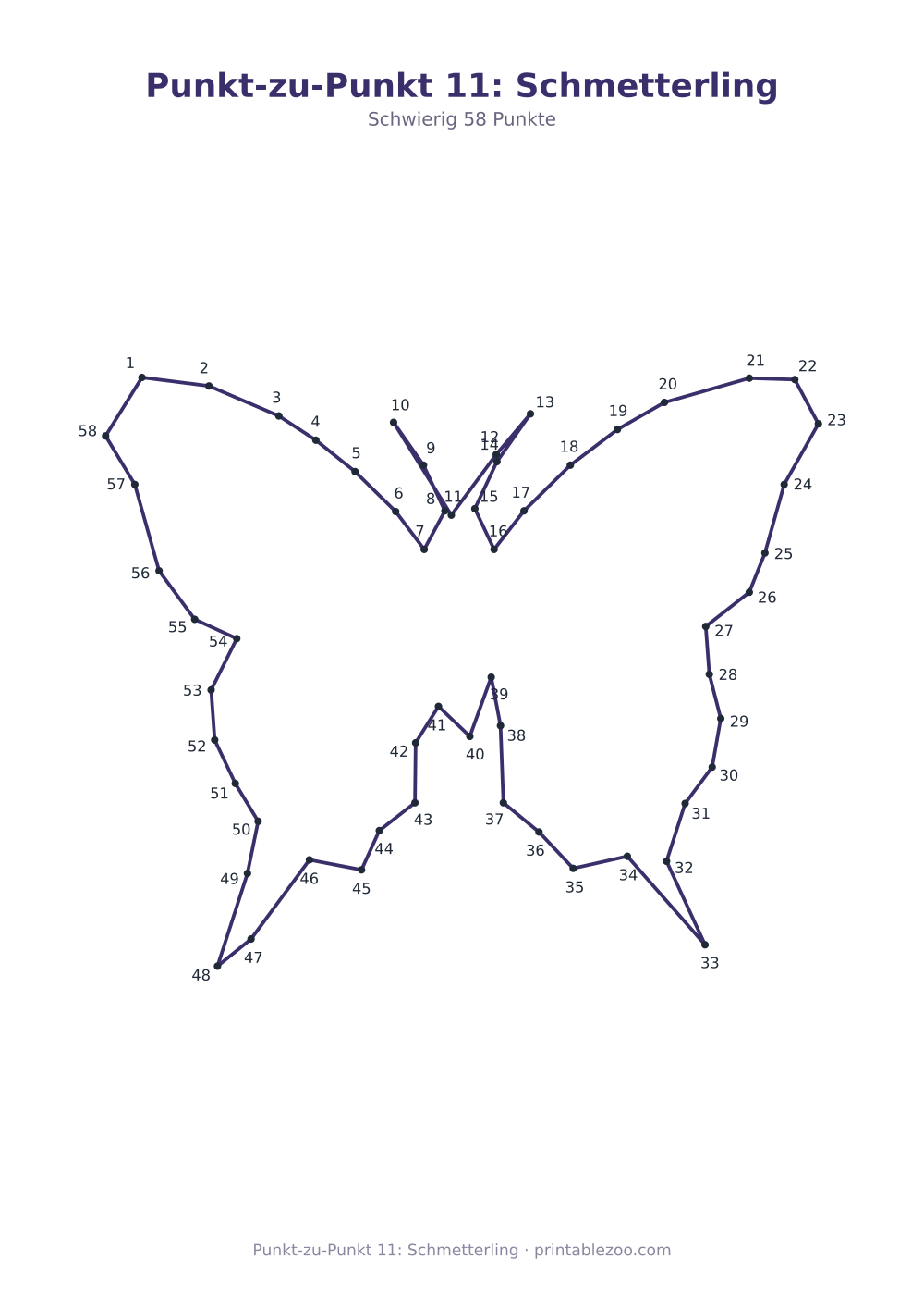 Punkt-zu-Punkt 11: Schmetterling als druckfertige Vorschau, Katalognummer 270205 Rätsel Nr. 270205.