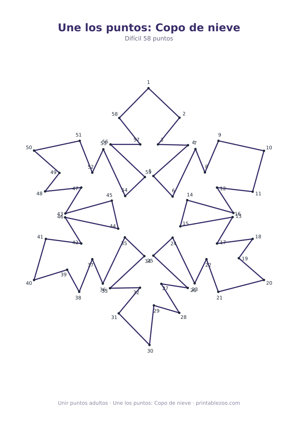 Une los puntos: Copo de nieve