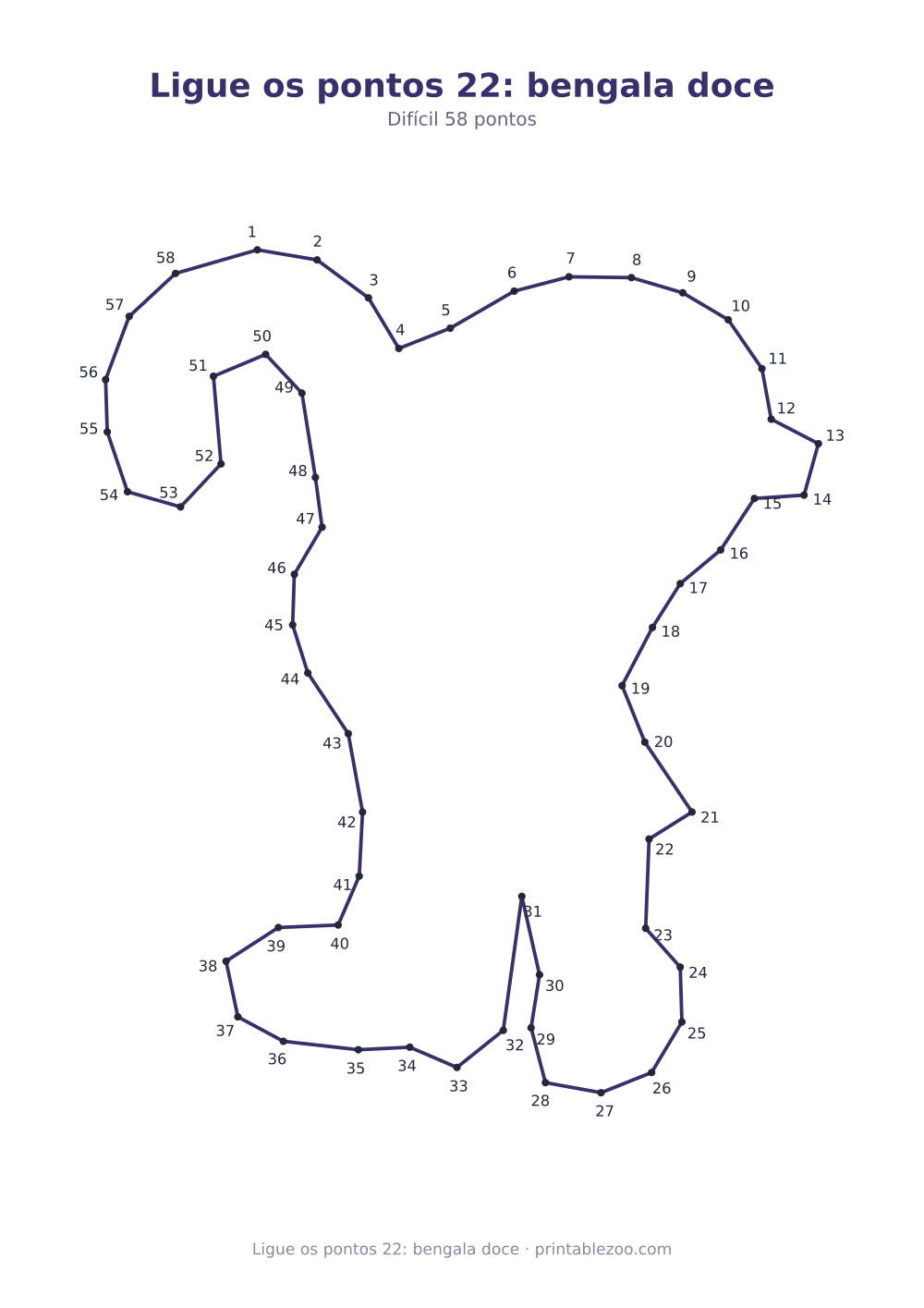 Prévia pronta para imprimir: Ligue os pontos 22: bengala doce, catálogo nº 270404 Passatempo nº 270404.