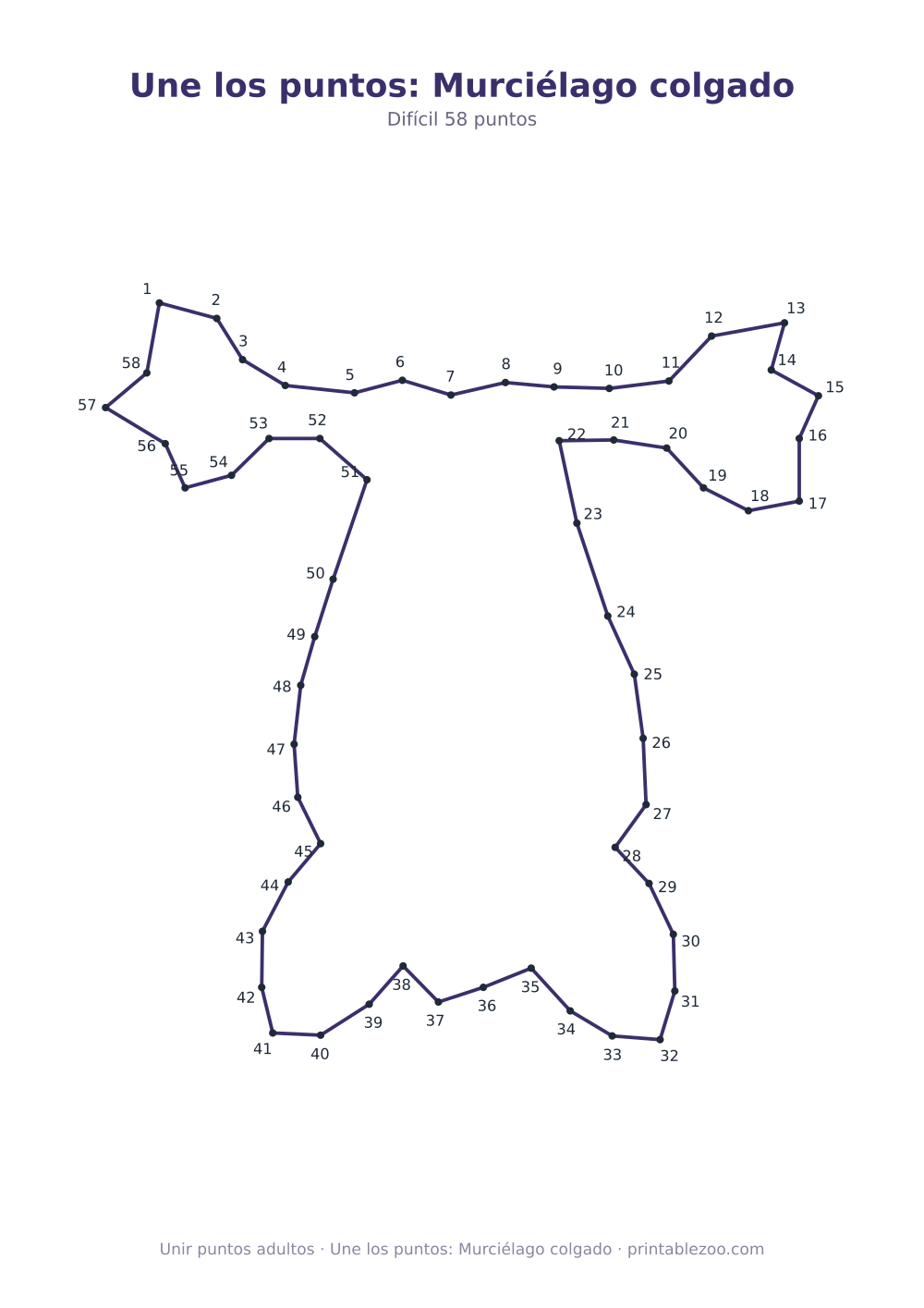 Une los puntos: Murciélago colgado