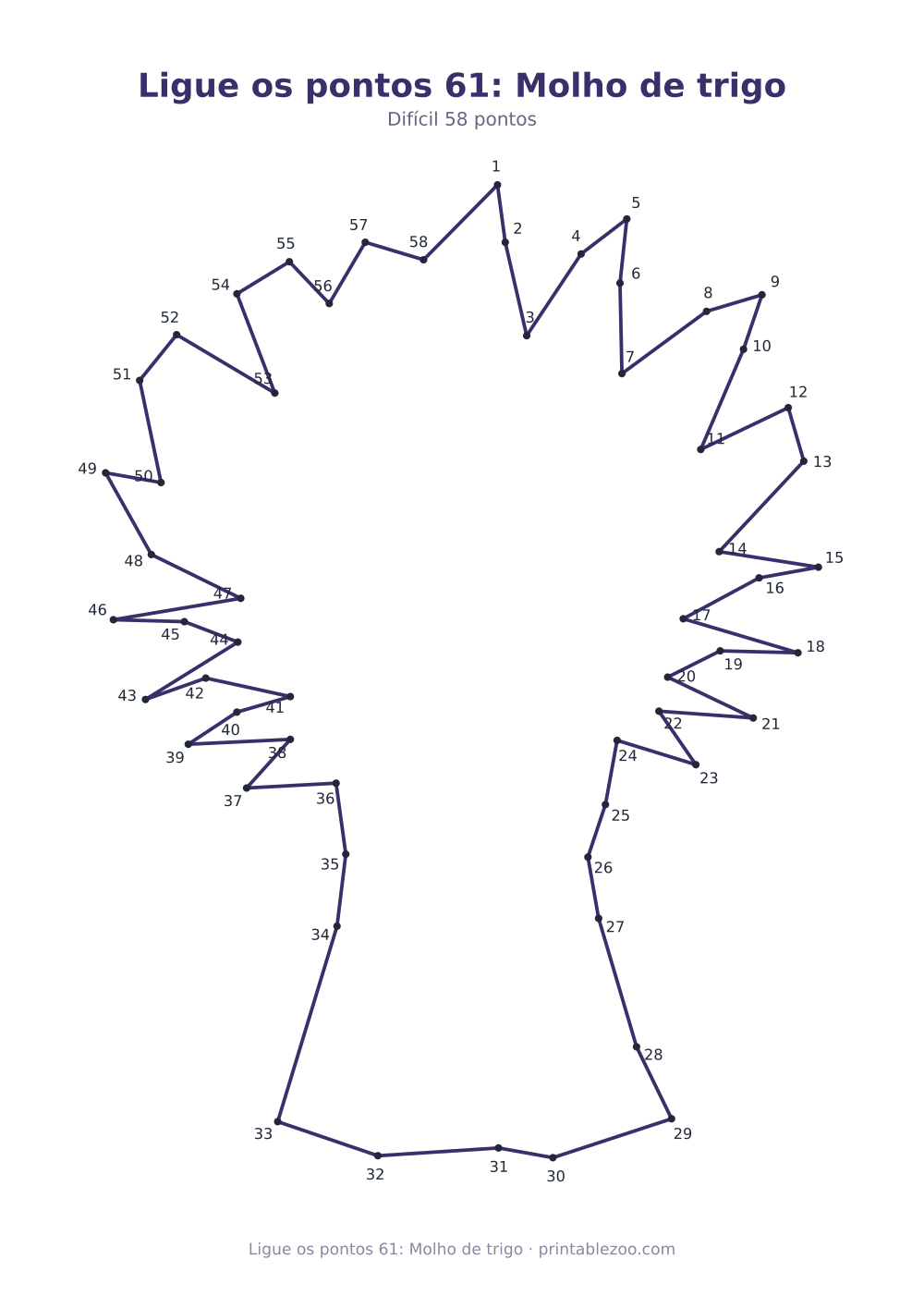 Prévia pronta para imprimir: Ligue os pontos 61: Molho de trigo, catálogo nº 166311 Passatempo nº 166311.
