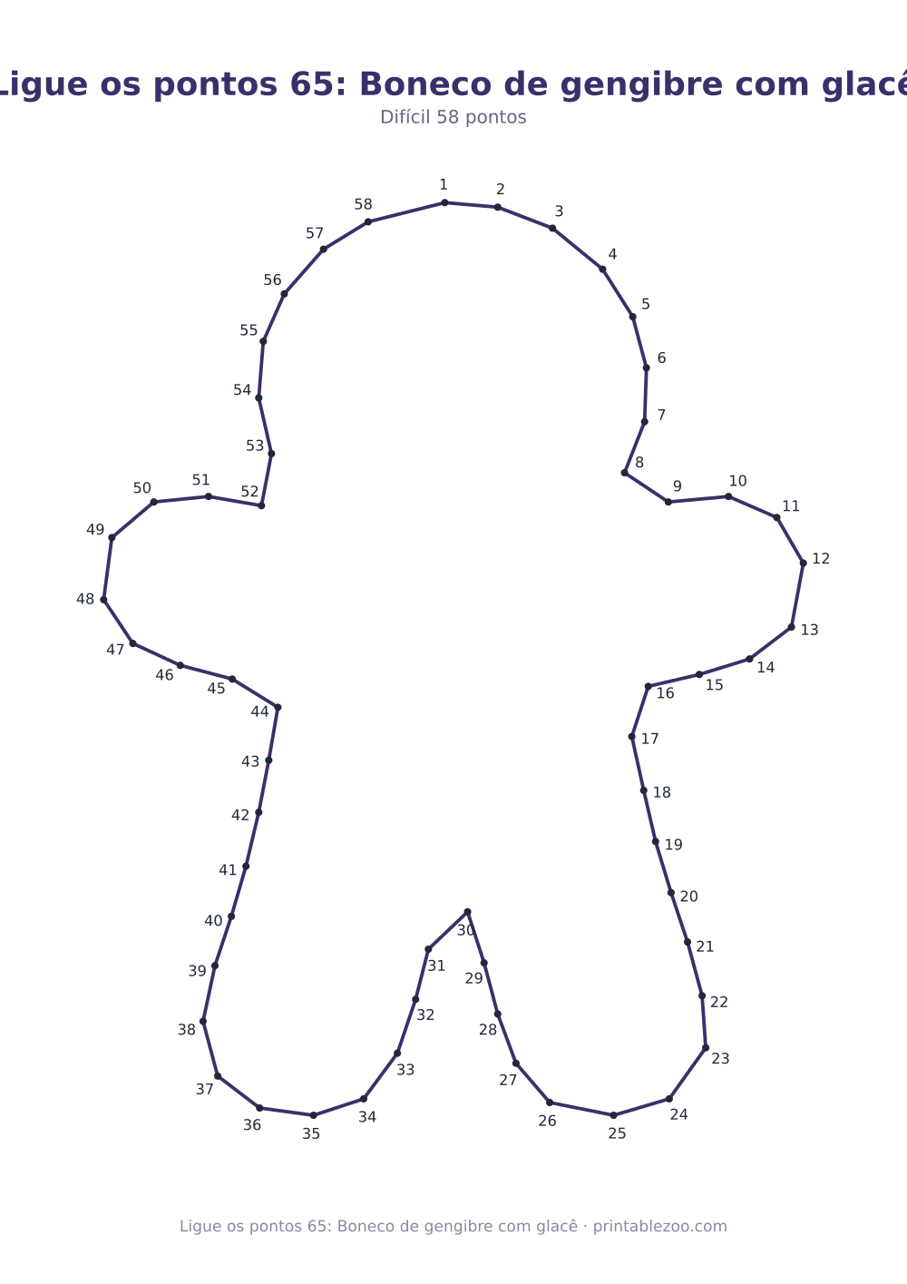 Prévia pronta para imprimir: Ligue os pontos 65: Boneco de gengibre com glacê, catálogo nº 166315 Passatempo nº 166315.
